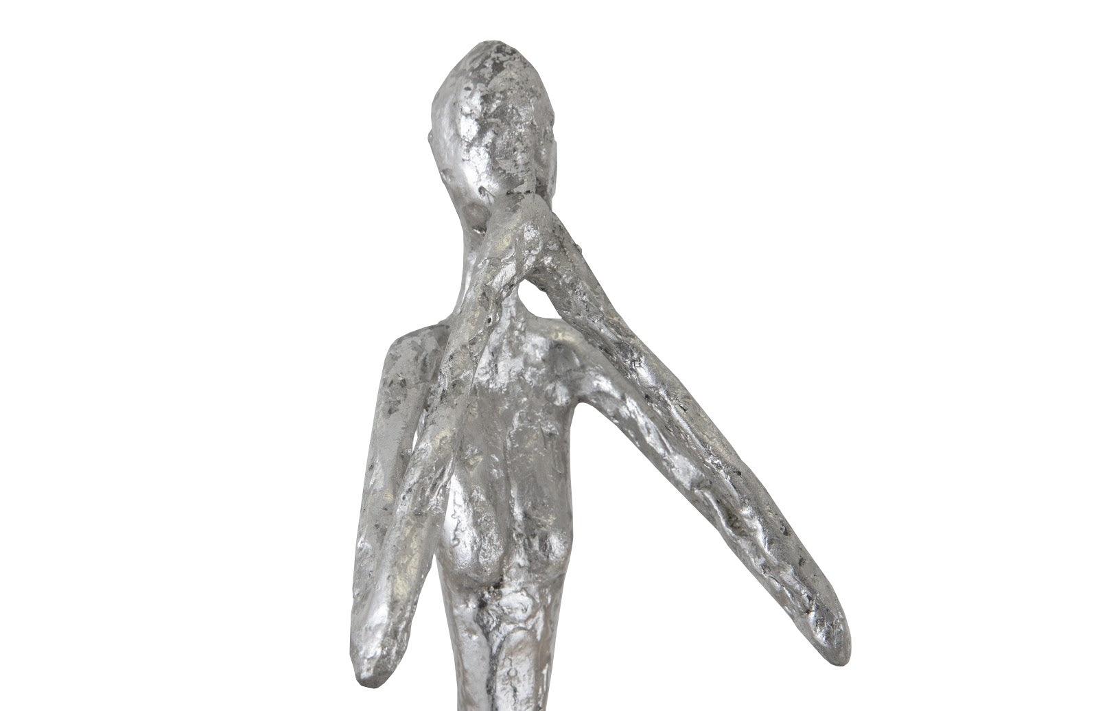 Speak No Evil Slender Sculpture, Small, Resin, Silver Leaf - Frankwebs