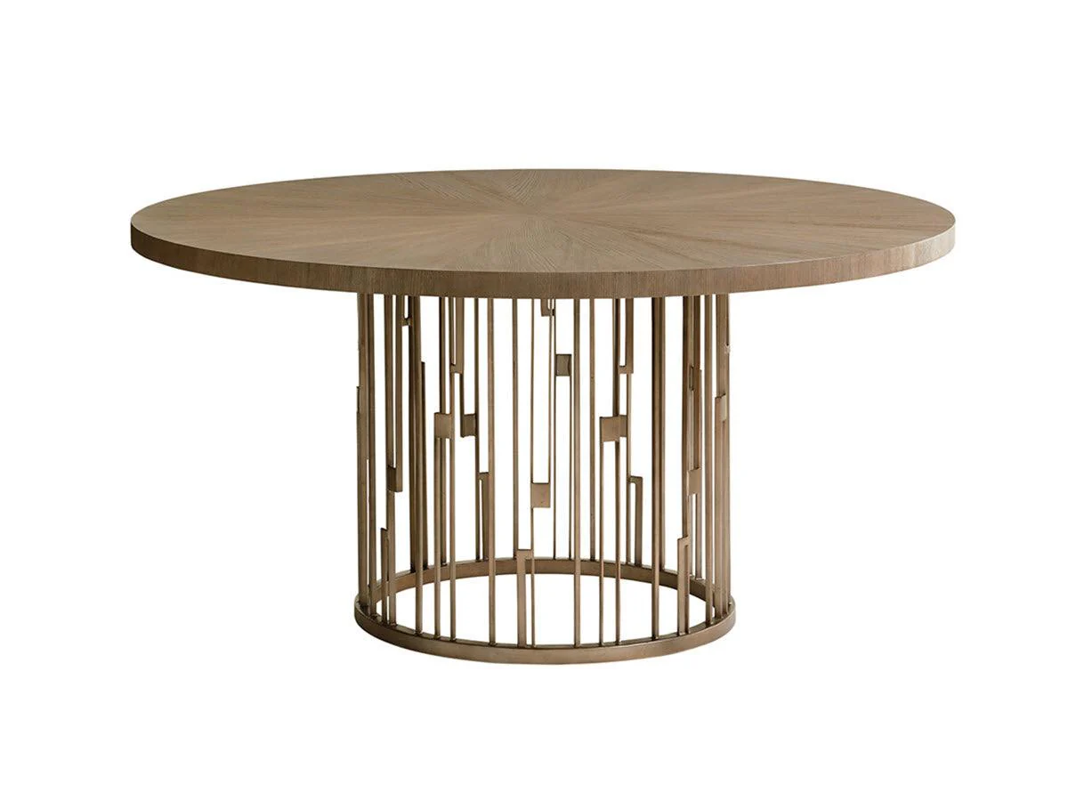 Shadow Play Rendezvous Round Metal Dining Table With Wooden Top - Frankwebs