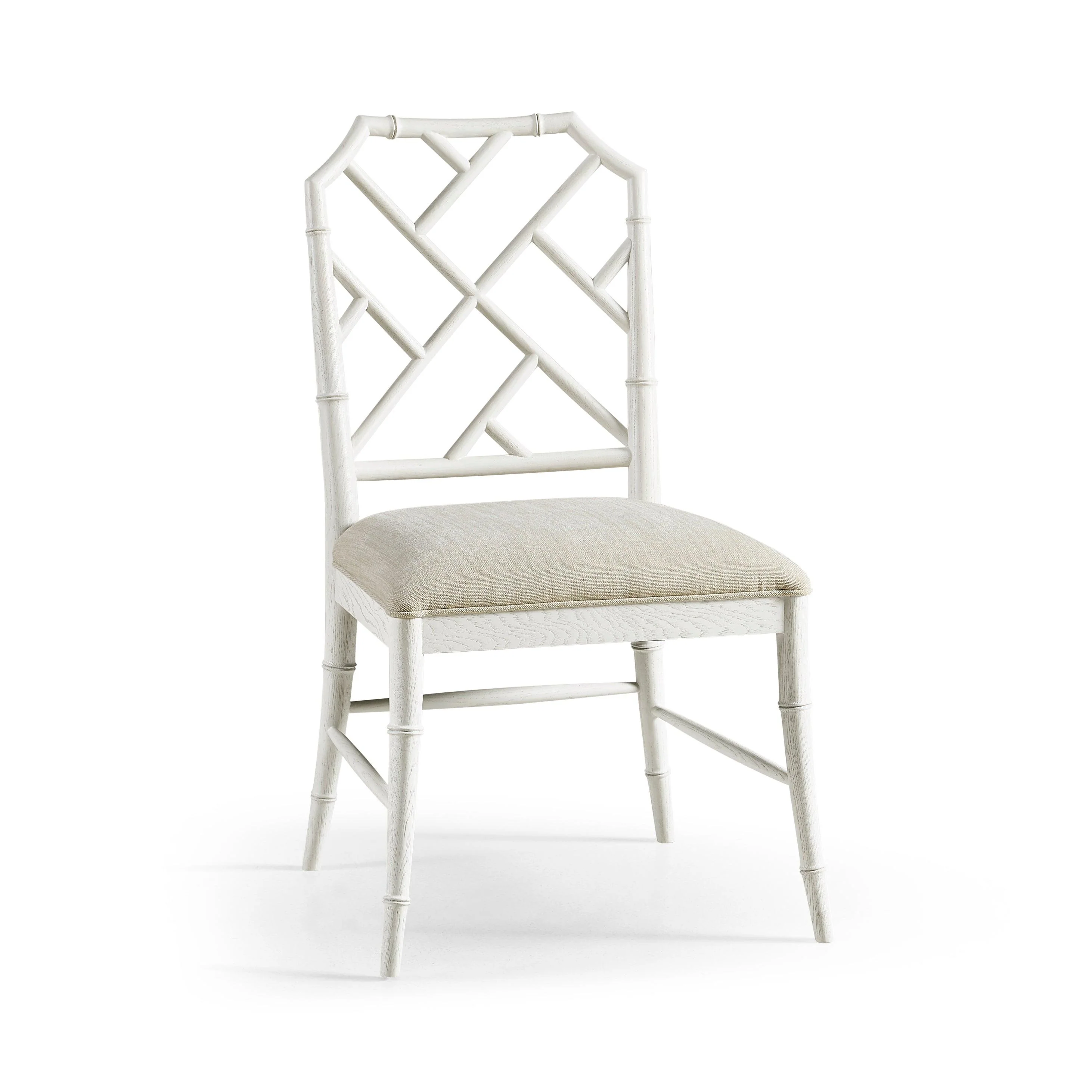 Timeless Saros Chippendale Bamboo Side Chair in Chalk White - Frankwebs