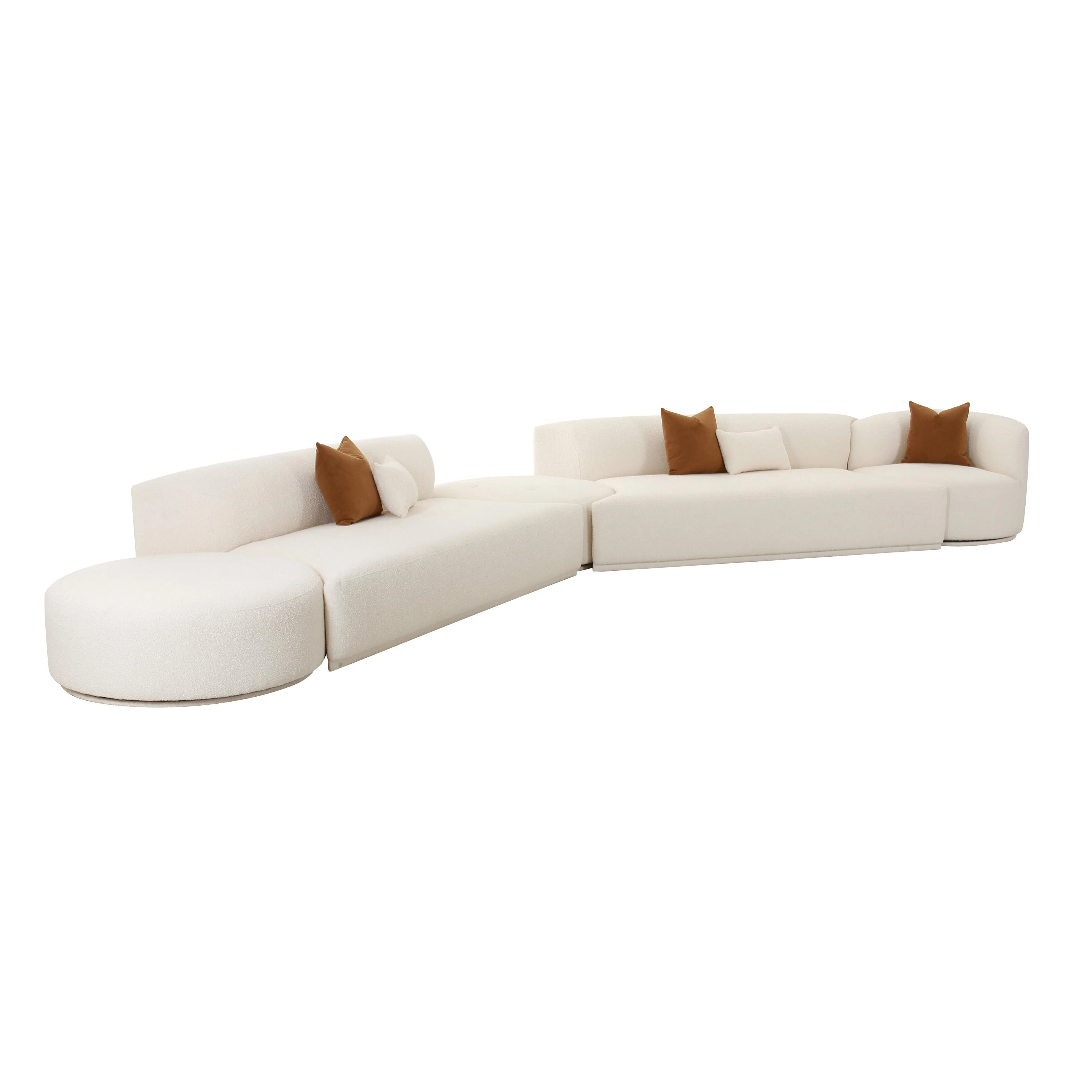 Fickle Cream Boucle 5-Piece Modular Chaise Sectional - Frankwebs