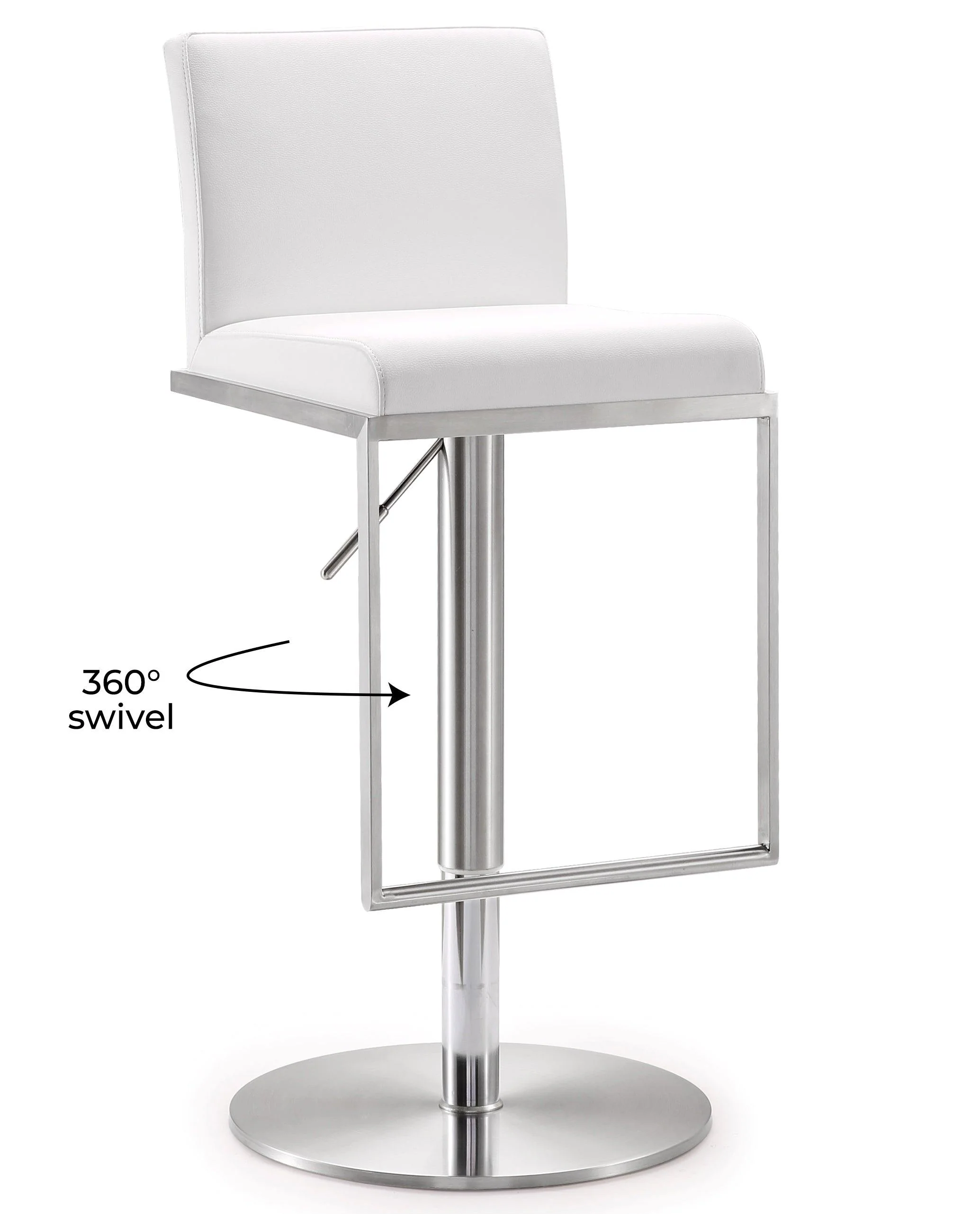 Amalfi White Vegan Leather Adjustable Stool - Frankwebs