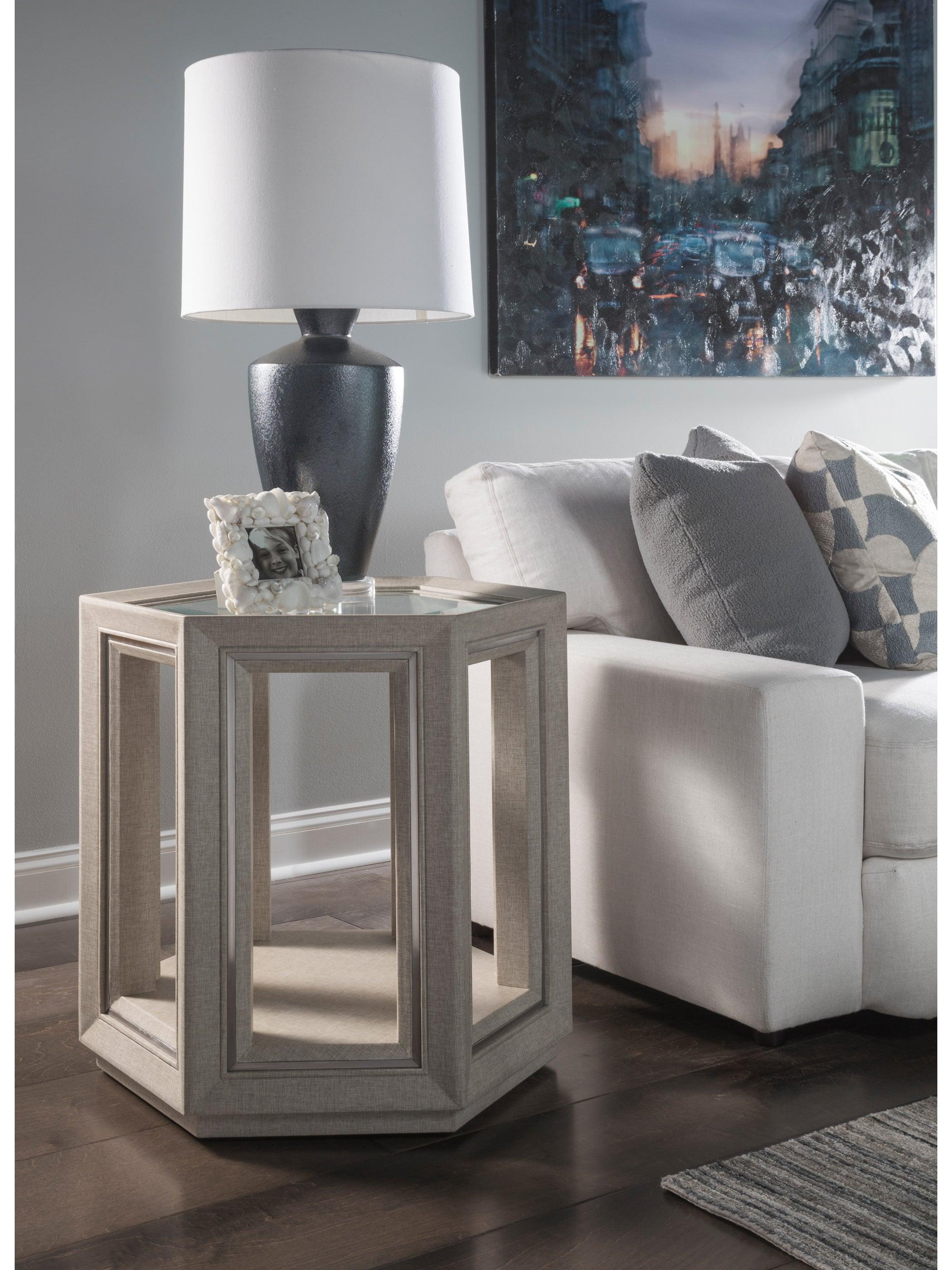 Signature Designs Zeitgeist Linen Hexagonal End Table - Frankwebs
