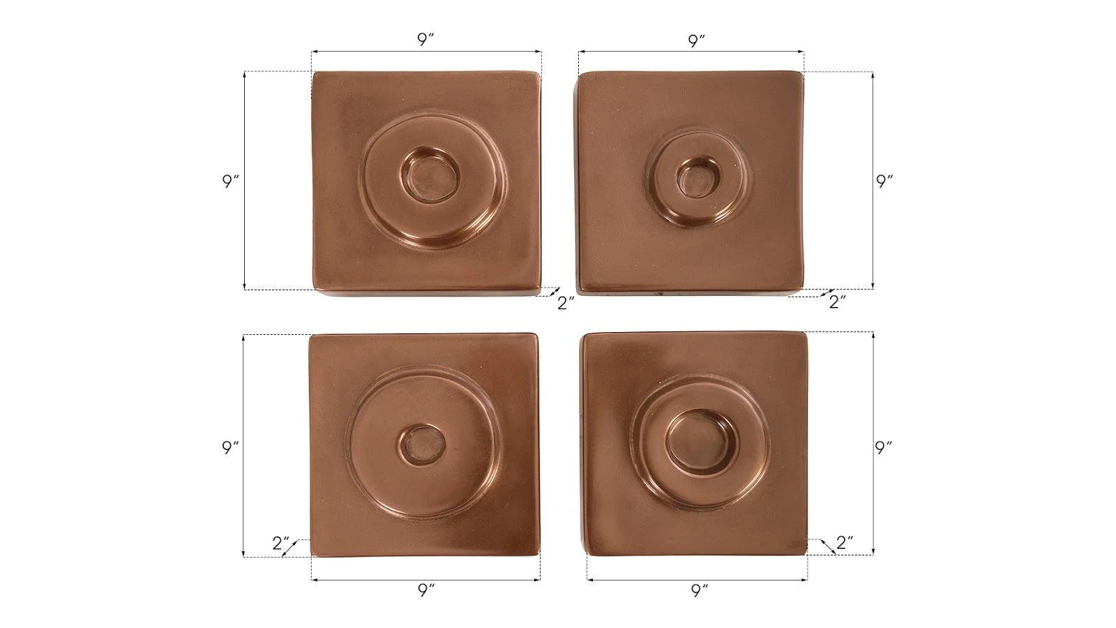 Cuadritos Wall Tiles, Set of 4, Polished Copper - Frankwebs