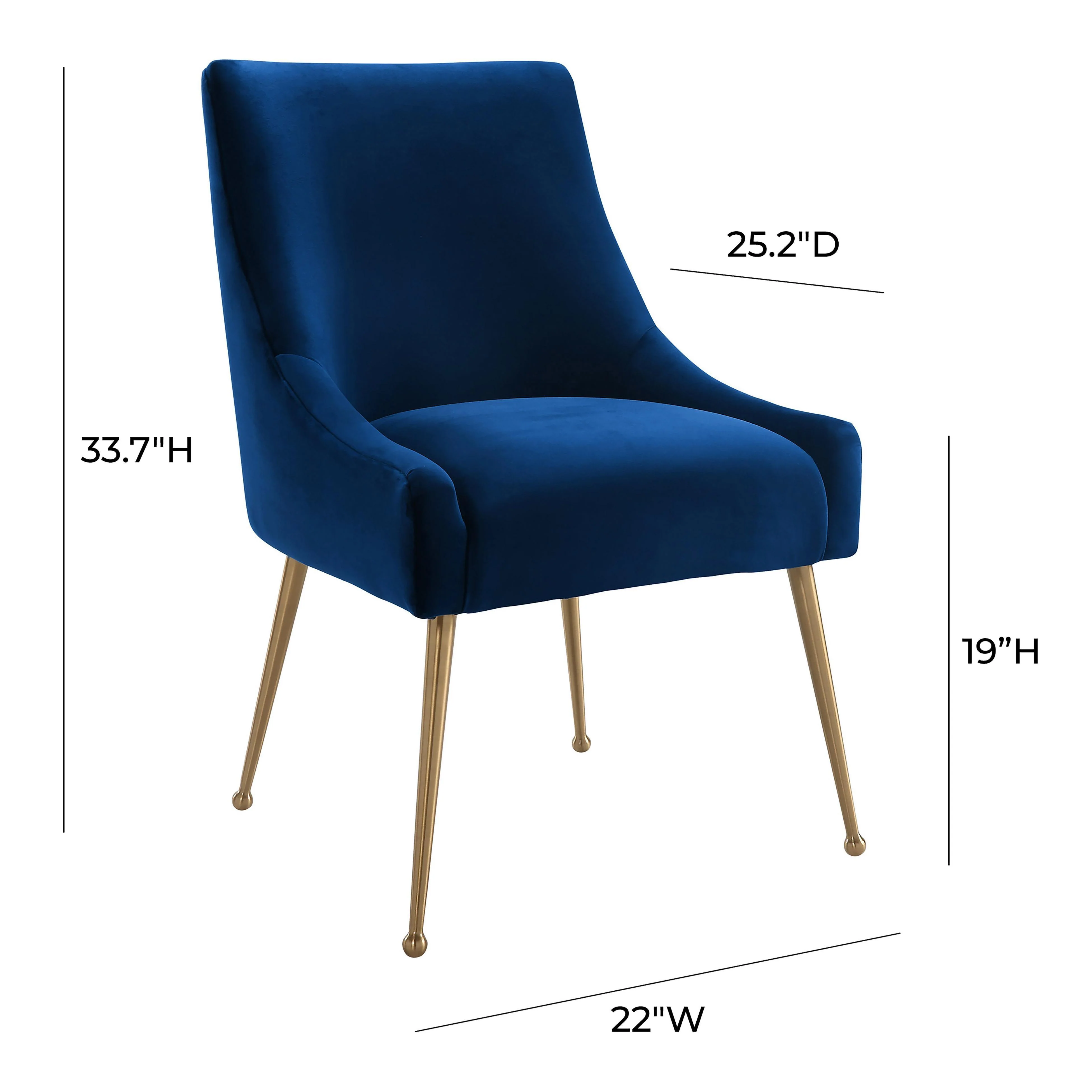 Beatrix Navy Velvet Side Chair - Frankwebs