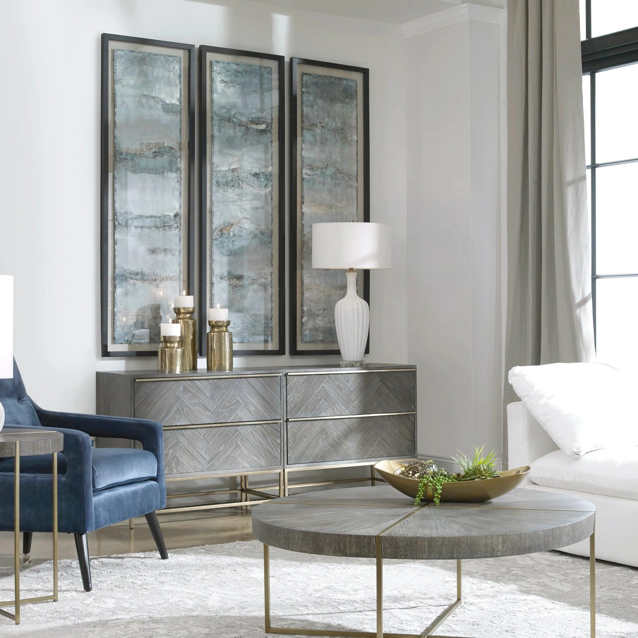 Ocean Swell Painted Metal Art, S/3, 3 Cartons - Frankwebs