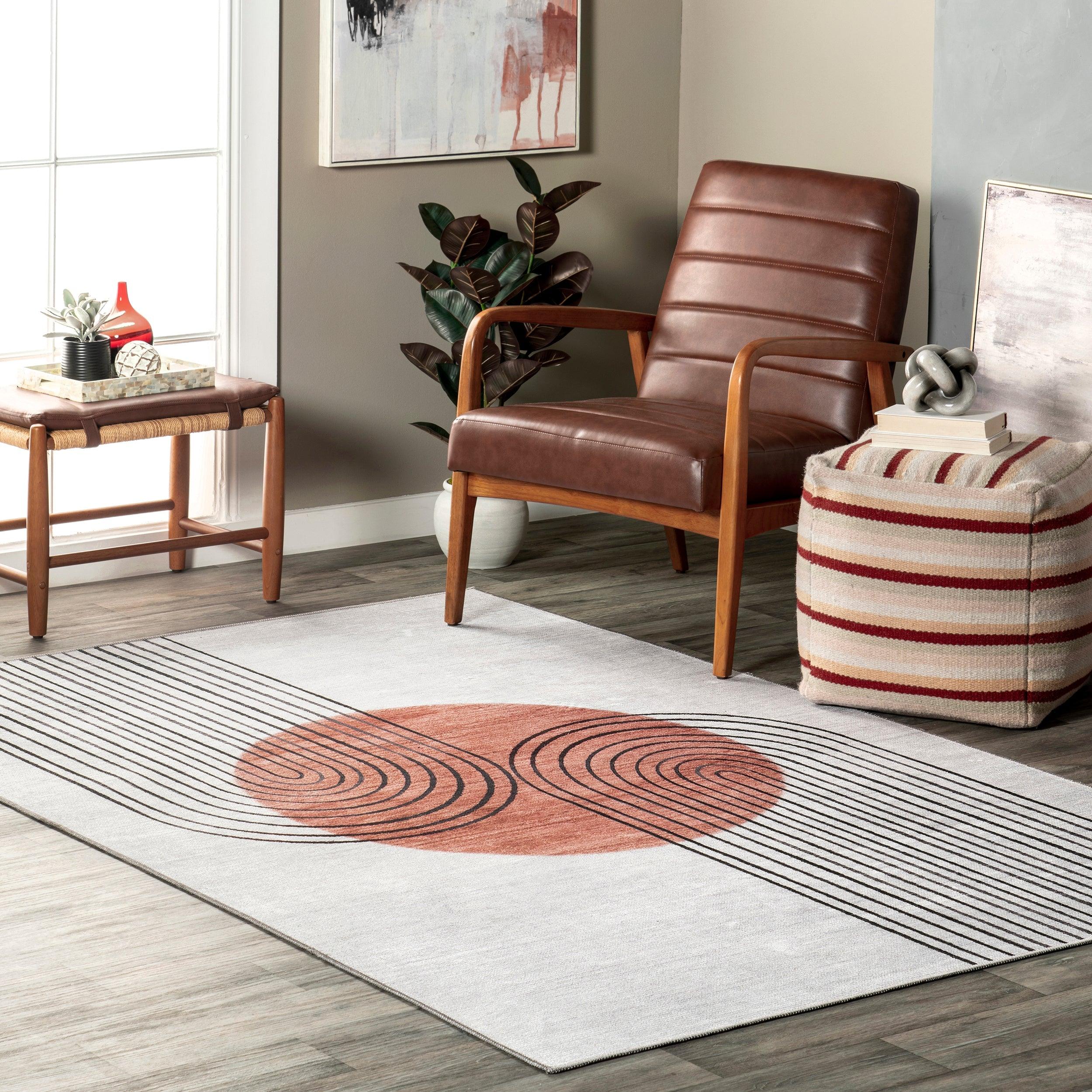 Martine Abstract Sun Machine Washable Area Rug - Frankwebs