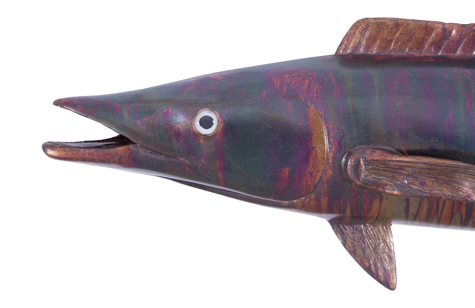 Wahoo Fish Wall Sculpture, Resin, Copper Patina Finish - Frankwebs