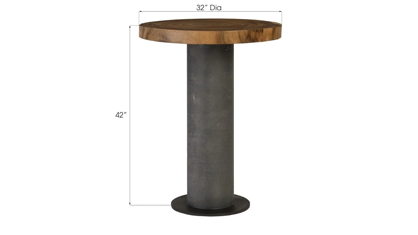 Concrete Bar Table, Chamcha Wood Top - Frankwebs