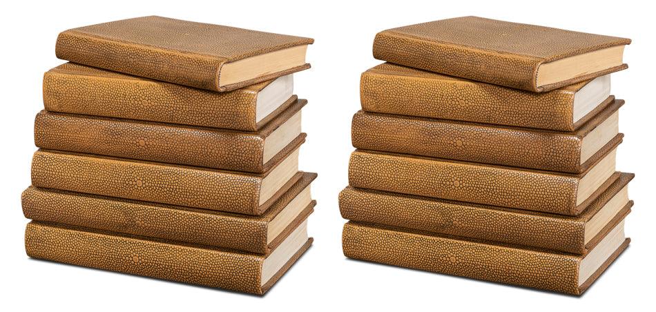 Shagreen Books - Set Of 12 - Tawny Brown - Frankwebs