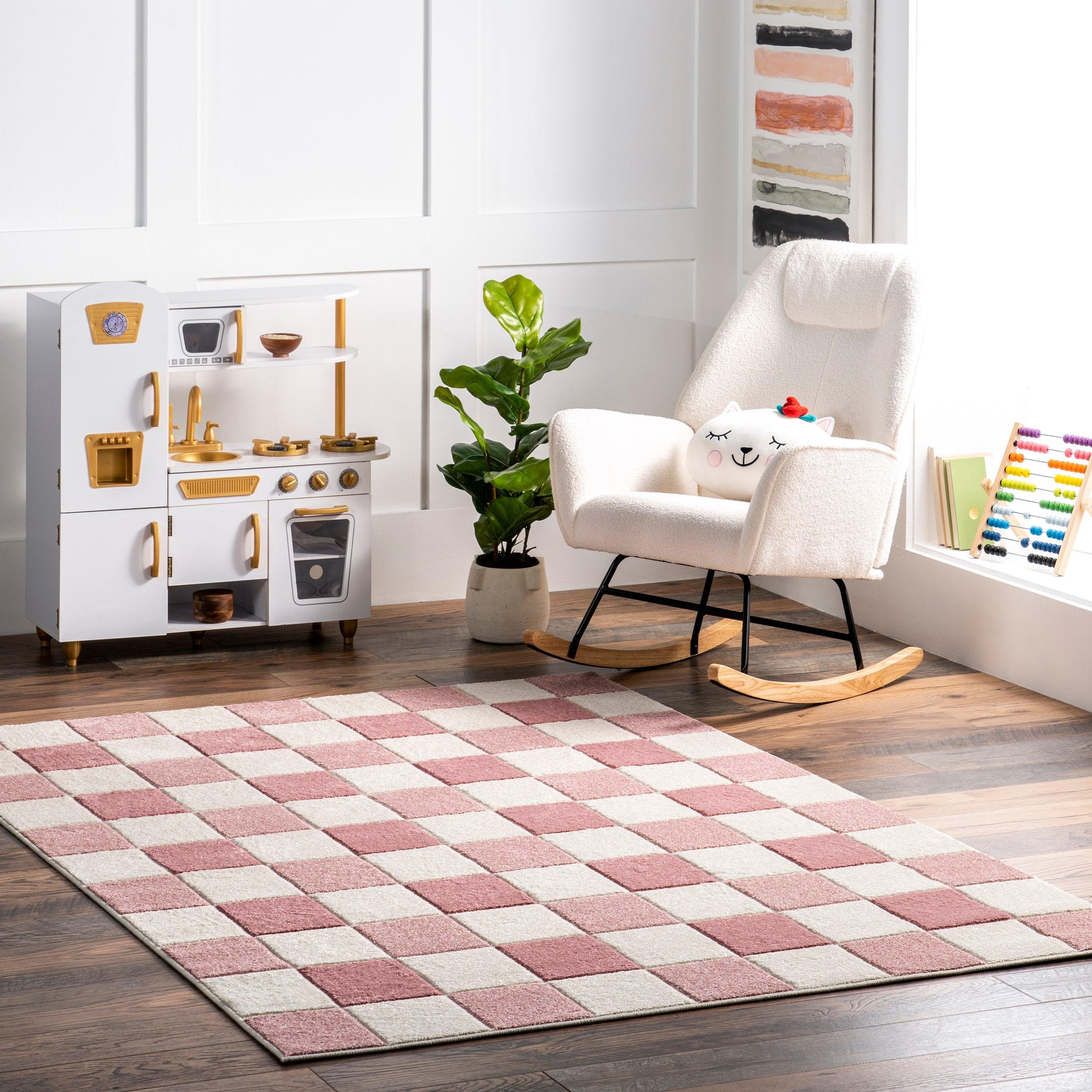 Aubrey Checkered Kids Area Rug - Frankwebs