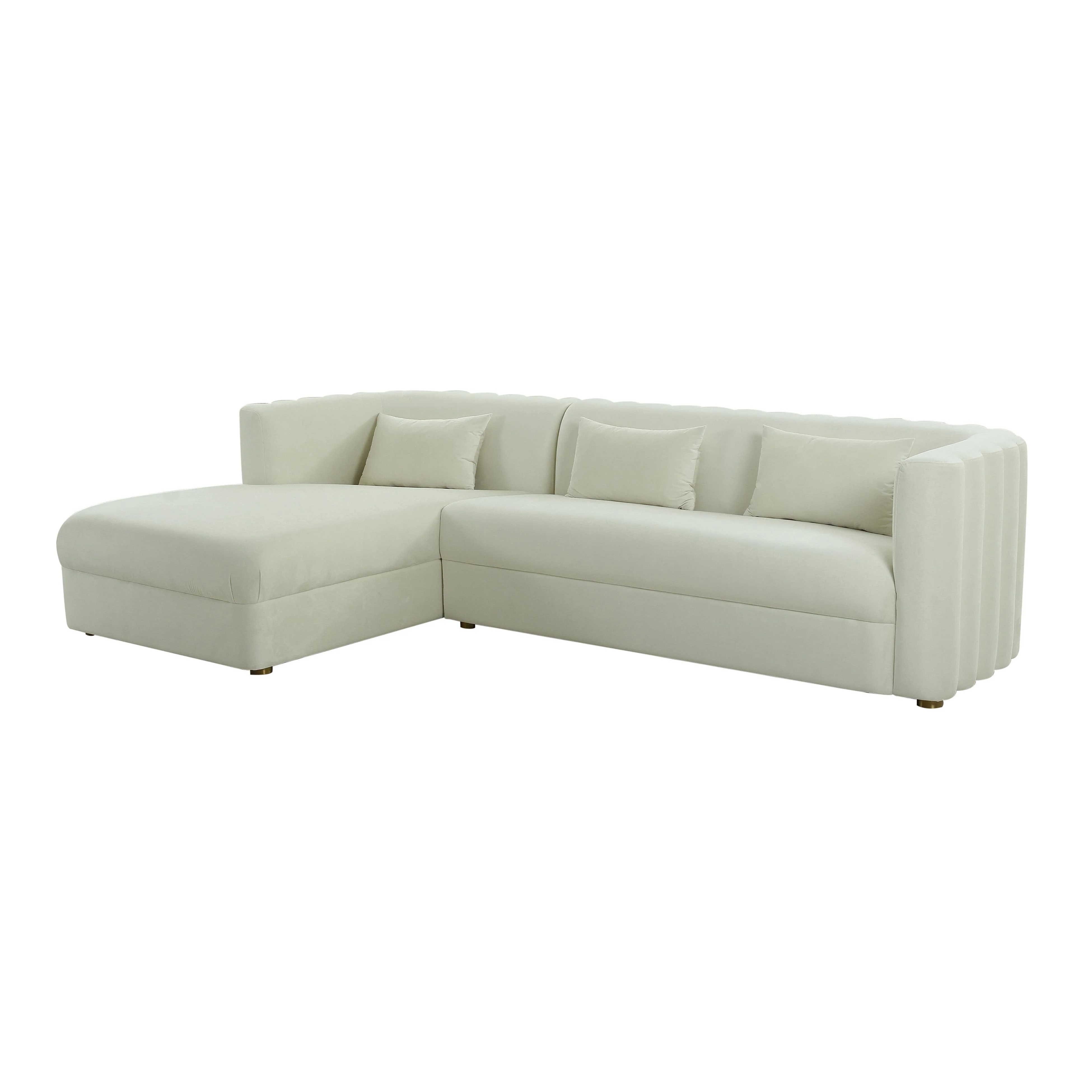 Callie Cream Velvet Sectional - LAF - Frankwebs