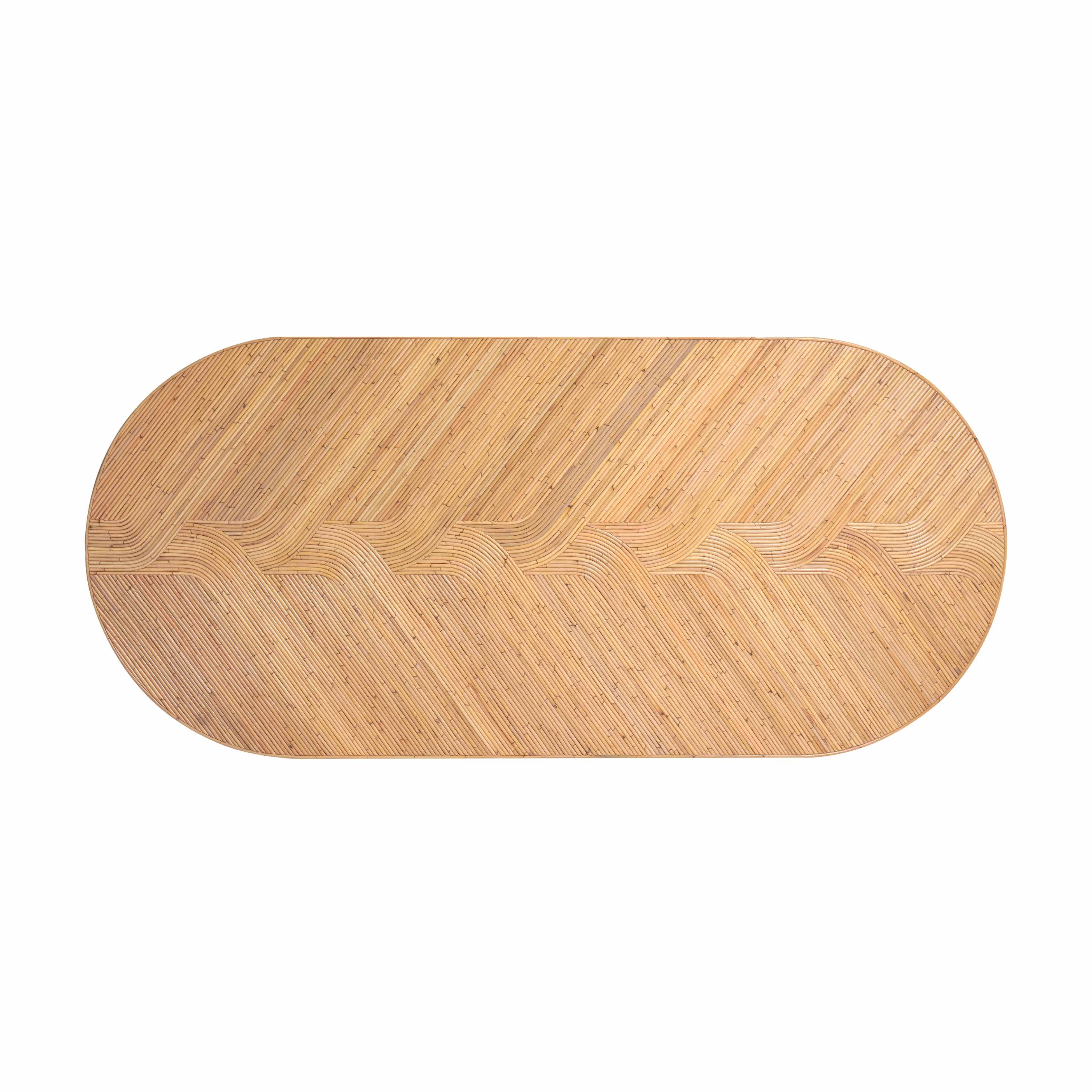 Caren Natural Rattan and Glass Oval Dining Table - Frankwebs