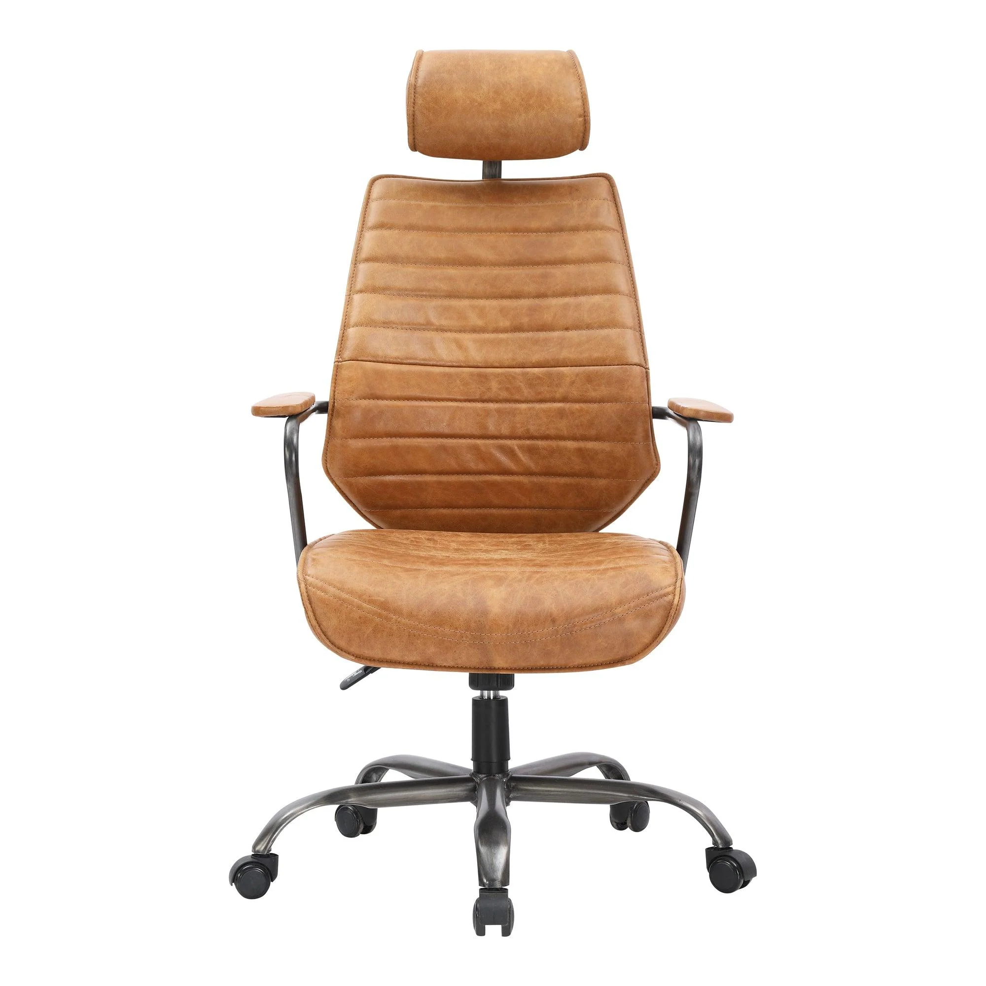 Executive Swivel Office Chair Cigare Tan Leather - Frankwebs