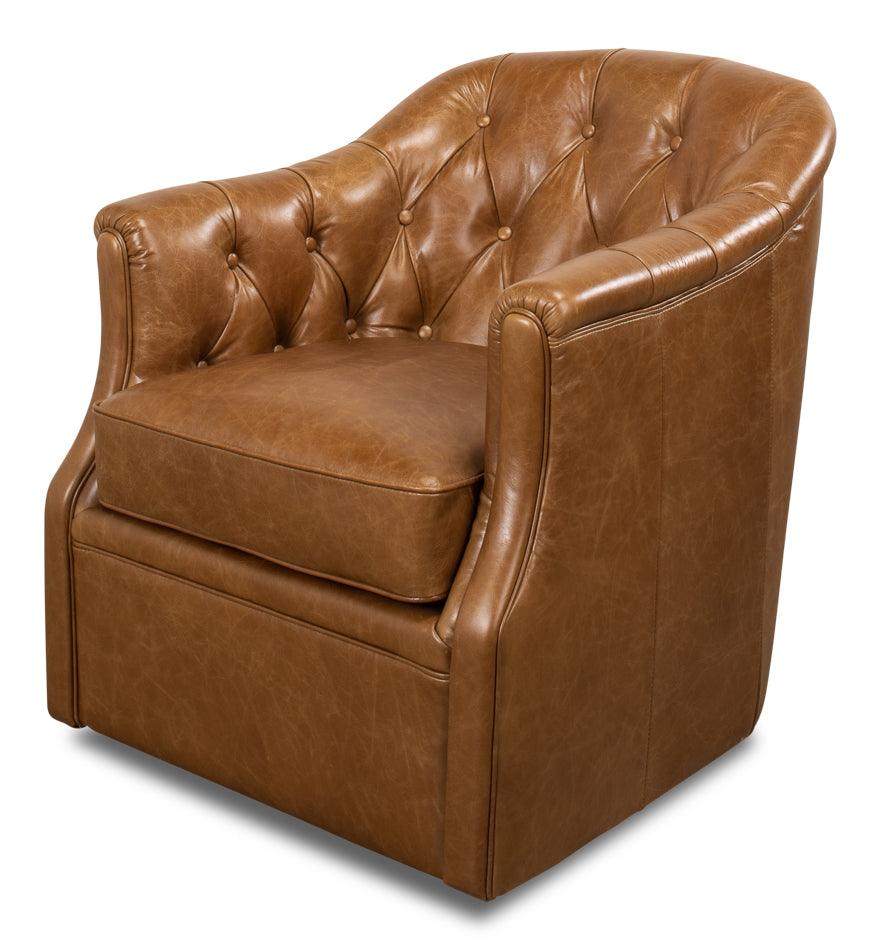 Coolidge Leather Swivel Chair - Cuba Brn - Frankwebs