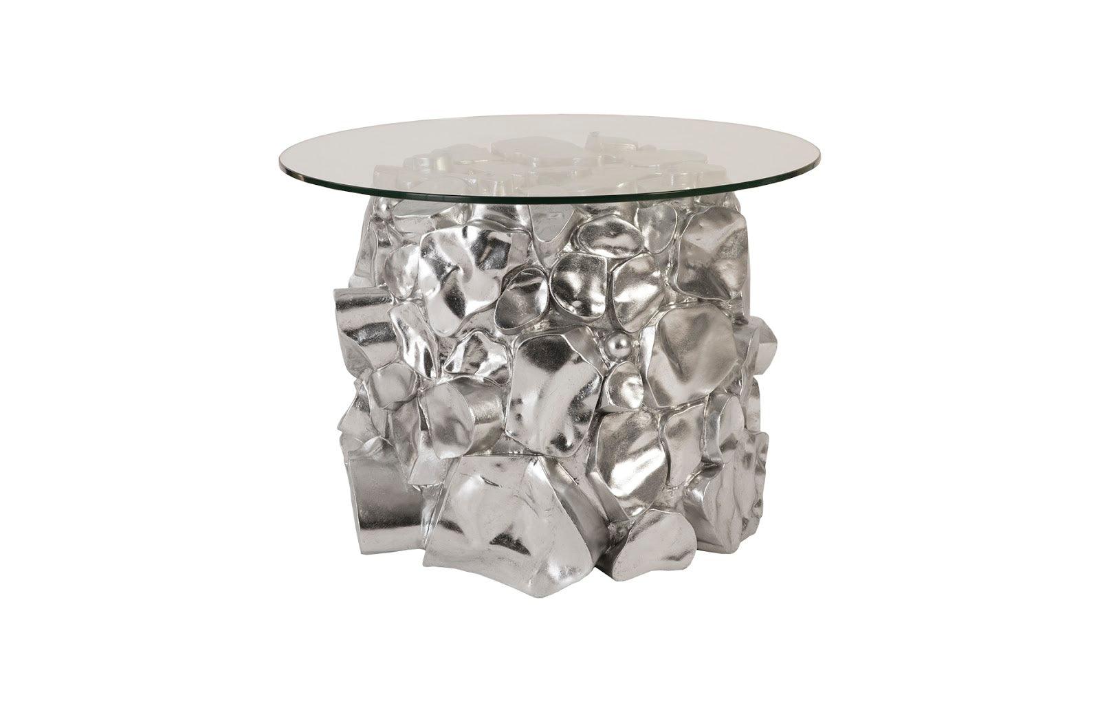 Cairn Side Table, Resin, Silver Leaf - Frankwebs