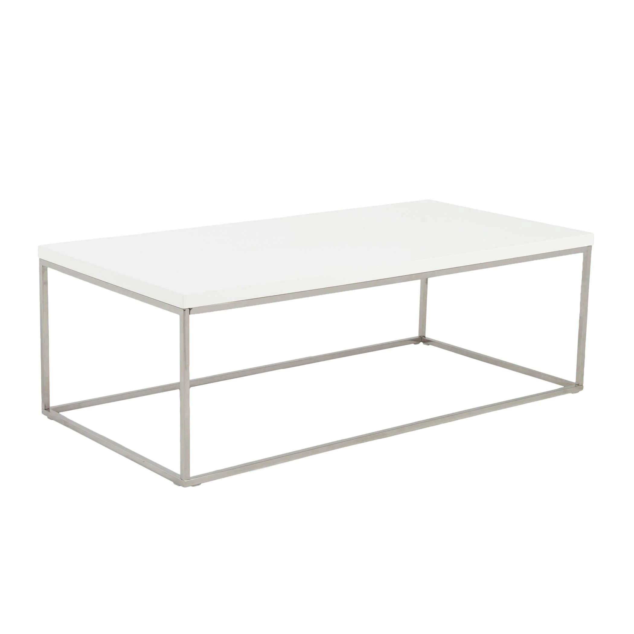 Teresa Rectangle Coffee Table with Polished Stainless Steel Base - Frankwebs