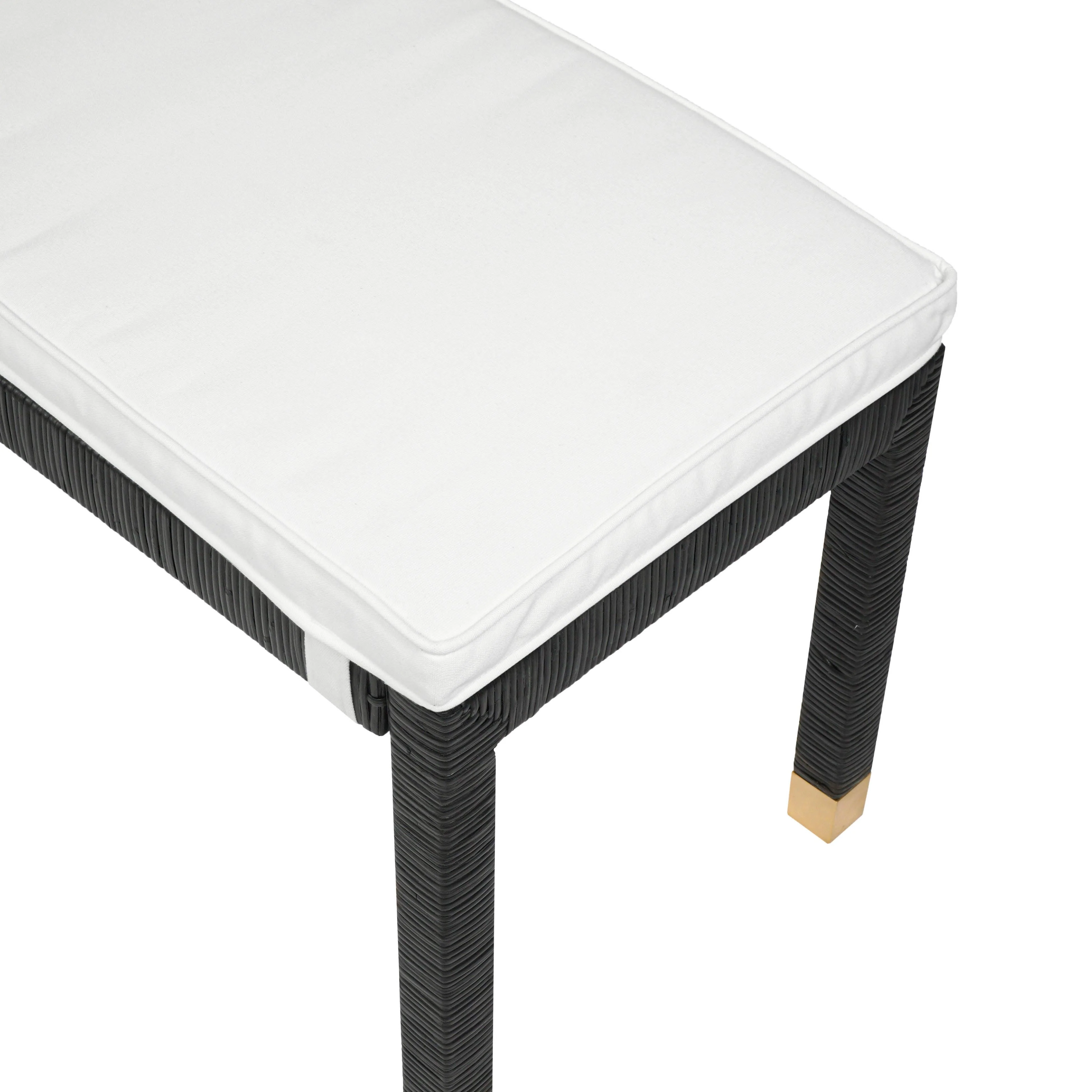 Amara Charcoal Woven Rattan Bench - Frankwebs