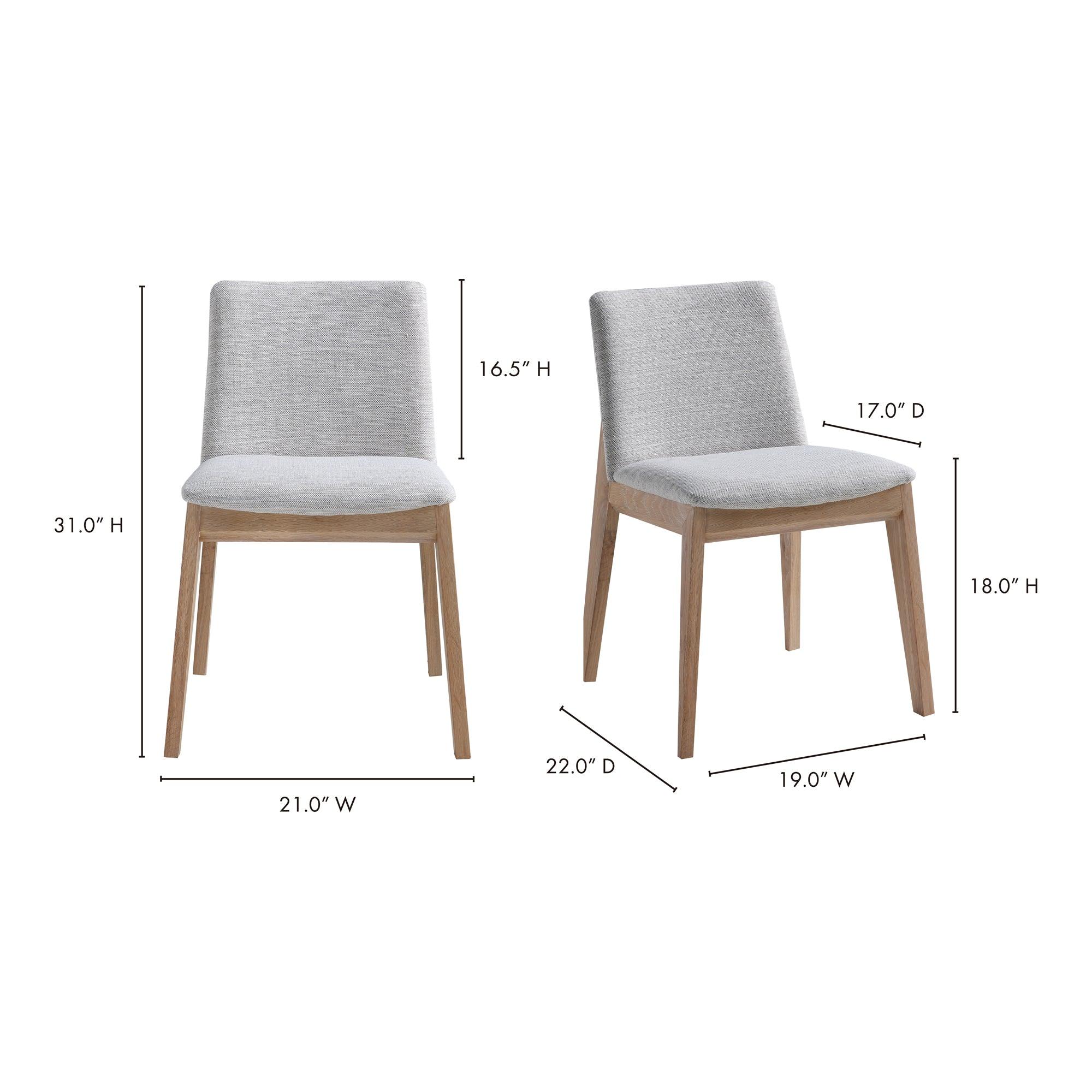 Deco Oak Dining Chair Light Grey - Set Of Two - Frankwebs
