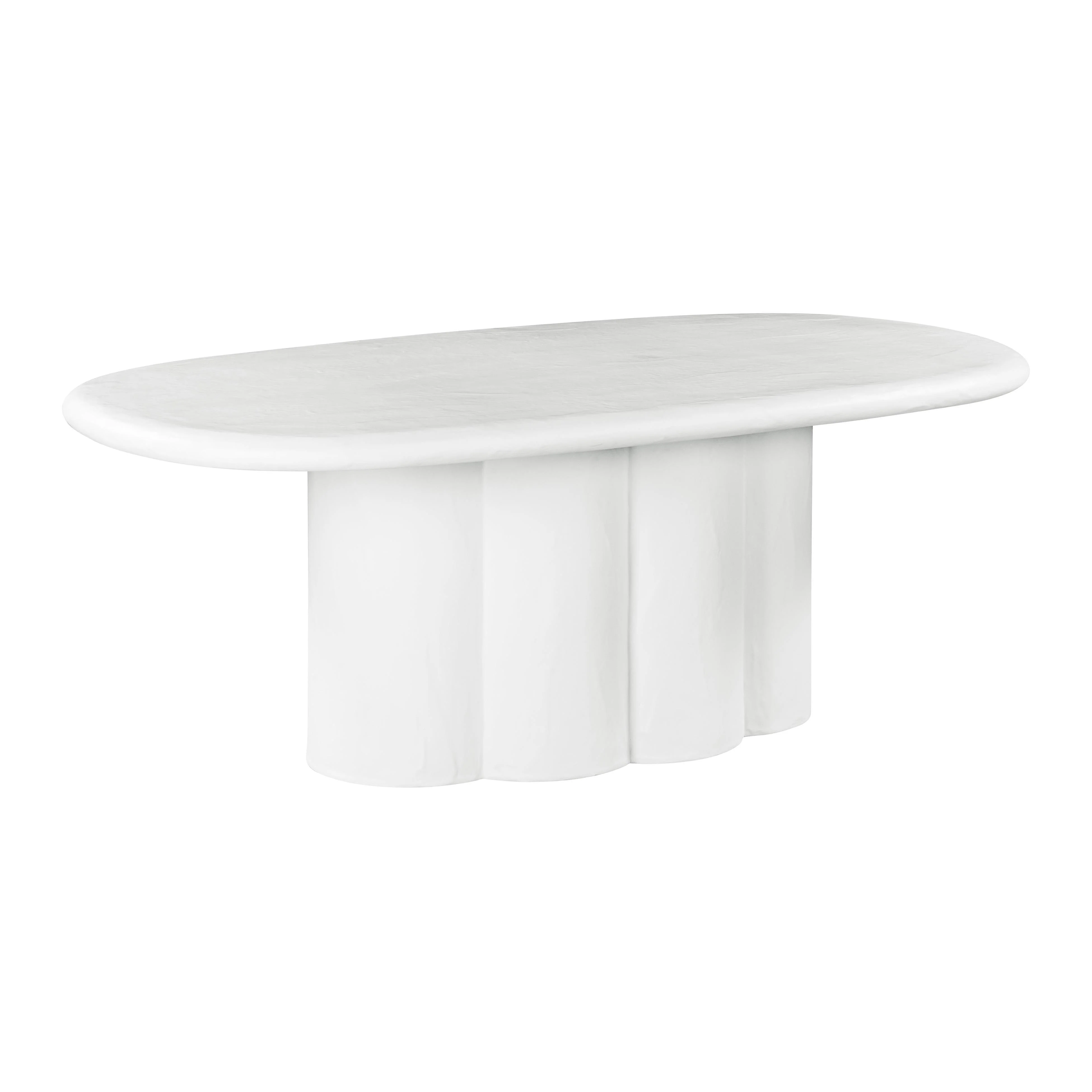 Elika White Faux Plaster Oval Dining Table - Frankwebs
