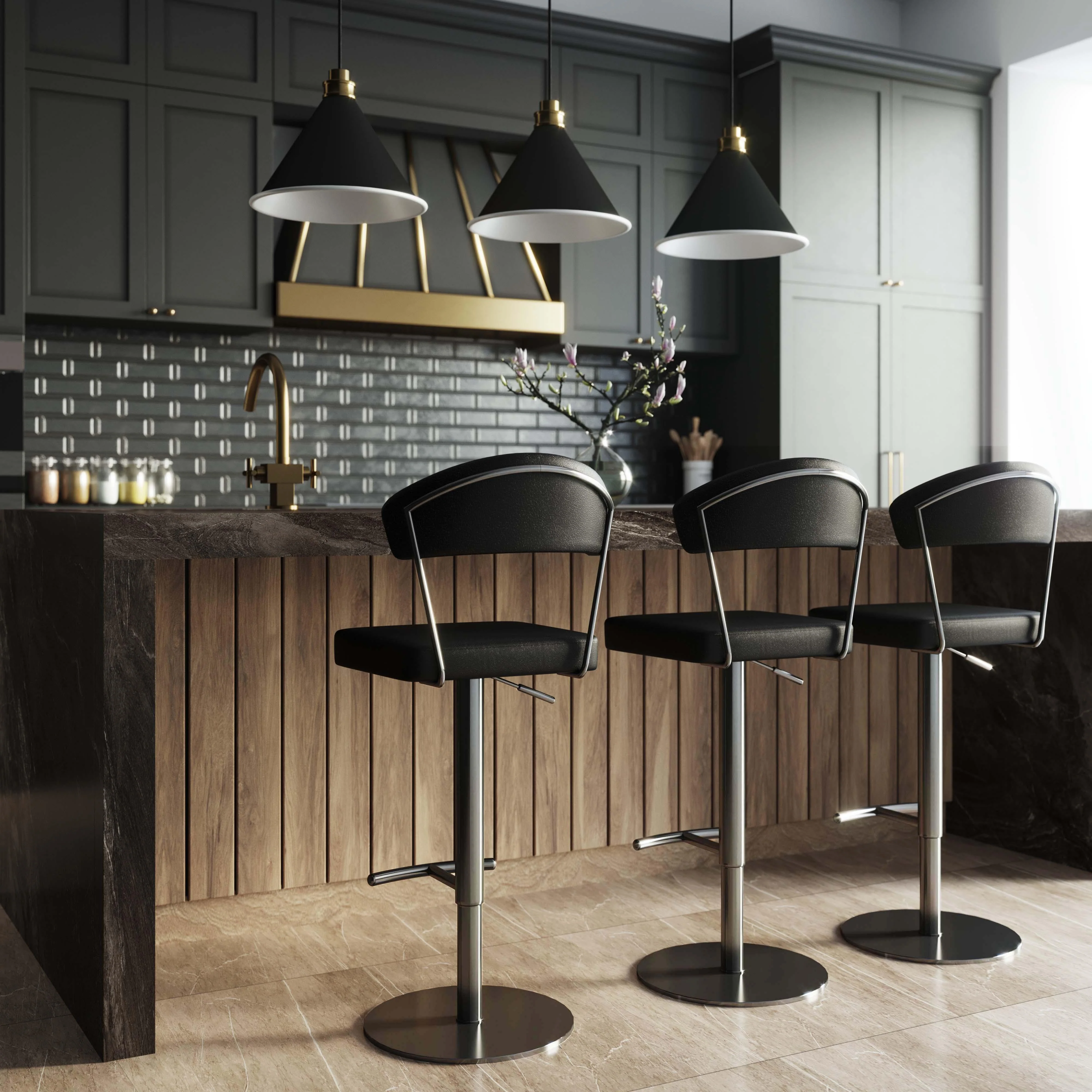 Cosmo Black on Black Steel Barstool - Frankwebs