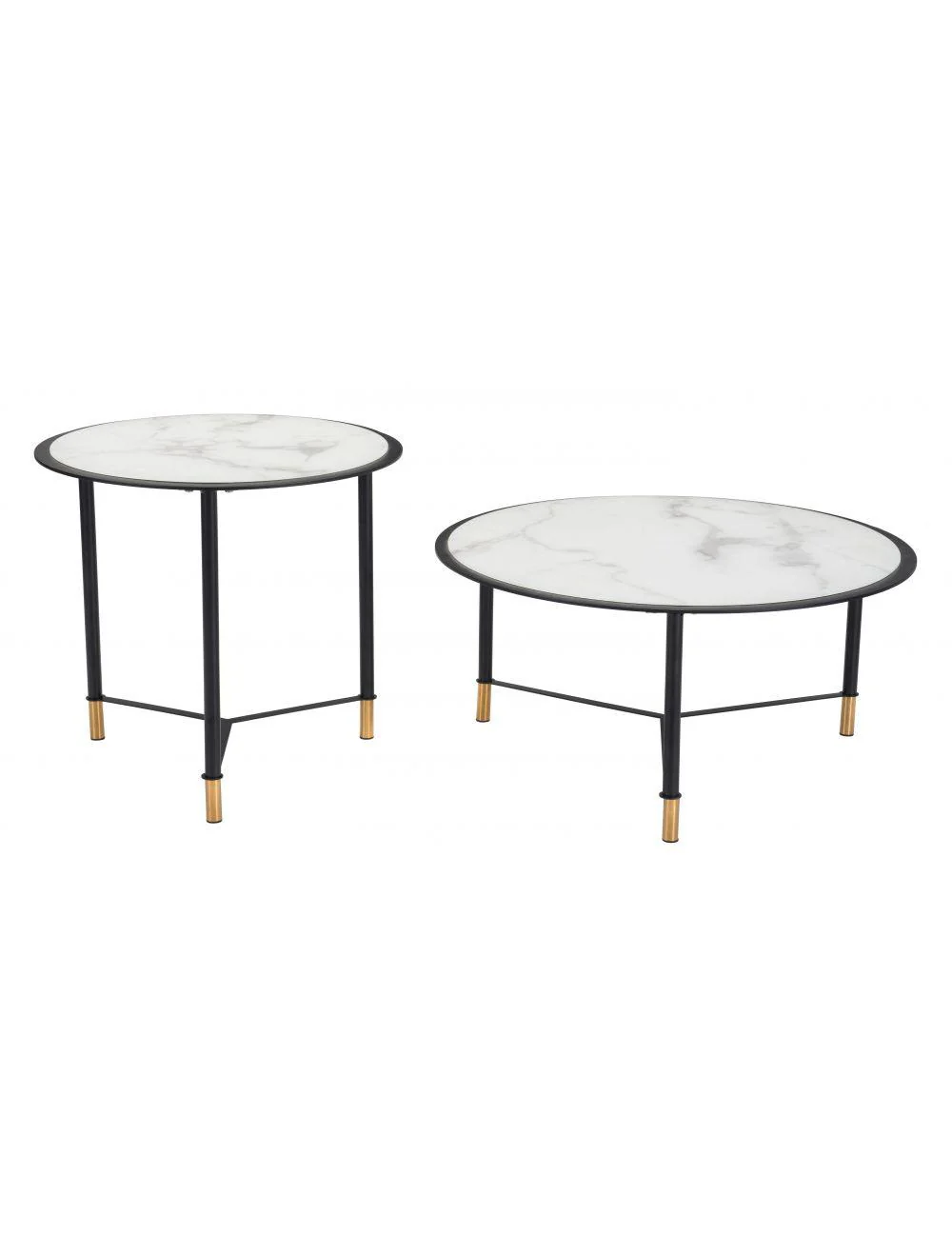 Set of 2 Davis Coffee Tables White & Black - Frankwebs