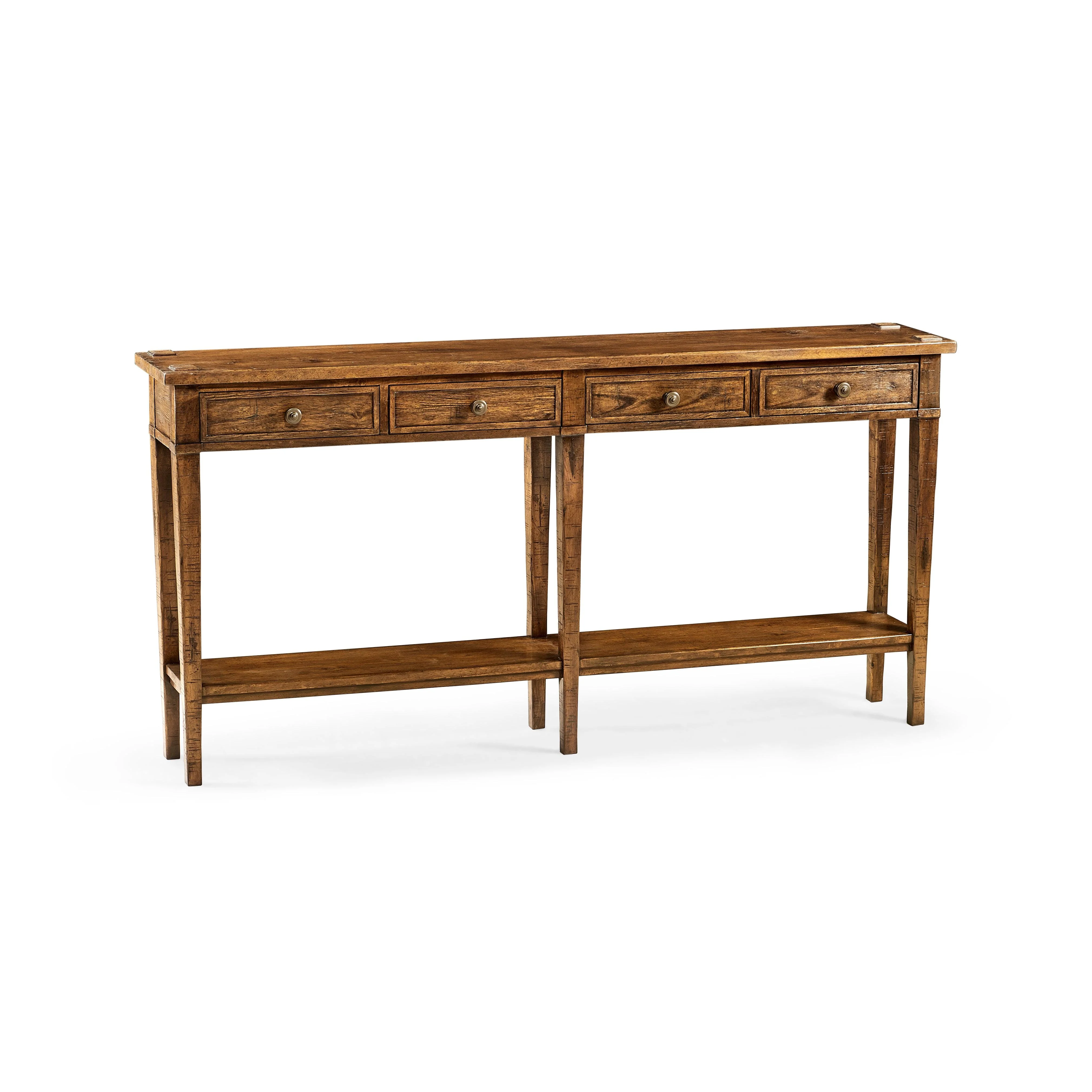 Casual Accents Country Walnut 4 Drawer Console Table - Frankwebs