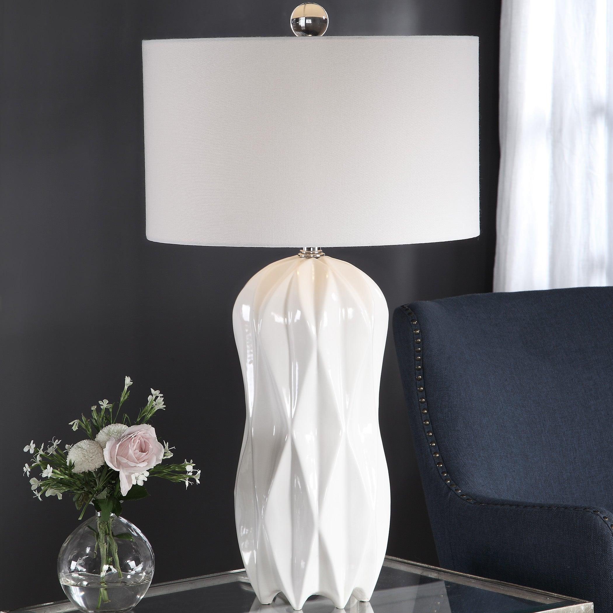 MALENA GLOSSY WHITE TABLE LAMP - Frankwebs