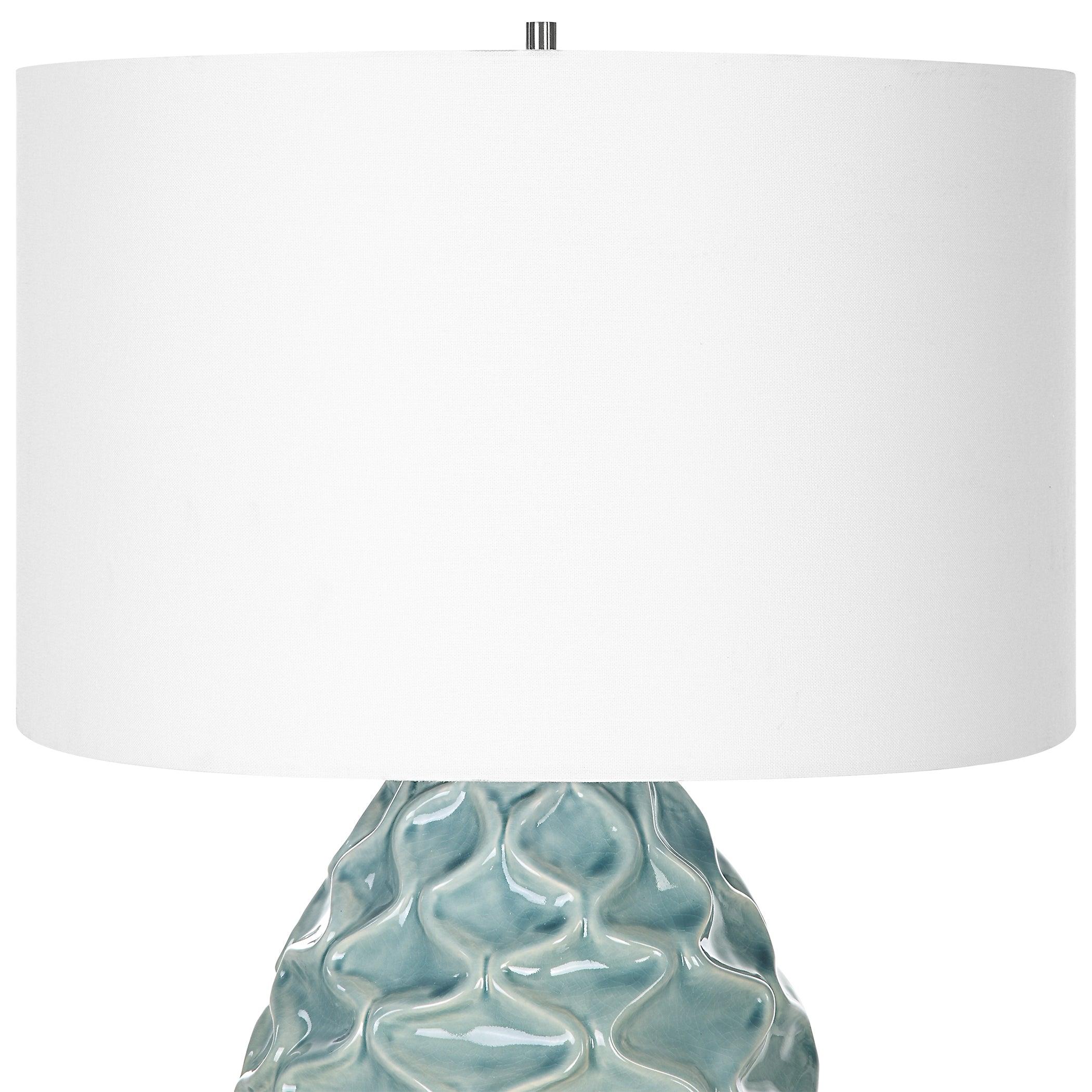 Laced Up Sea Foam Glass Table Lamp - Frankwebs