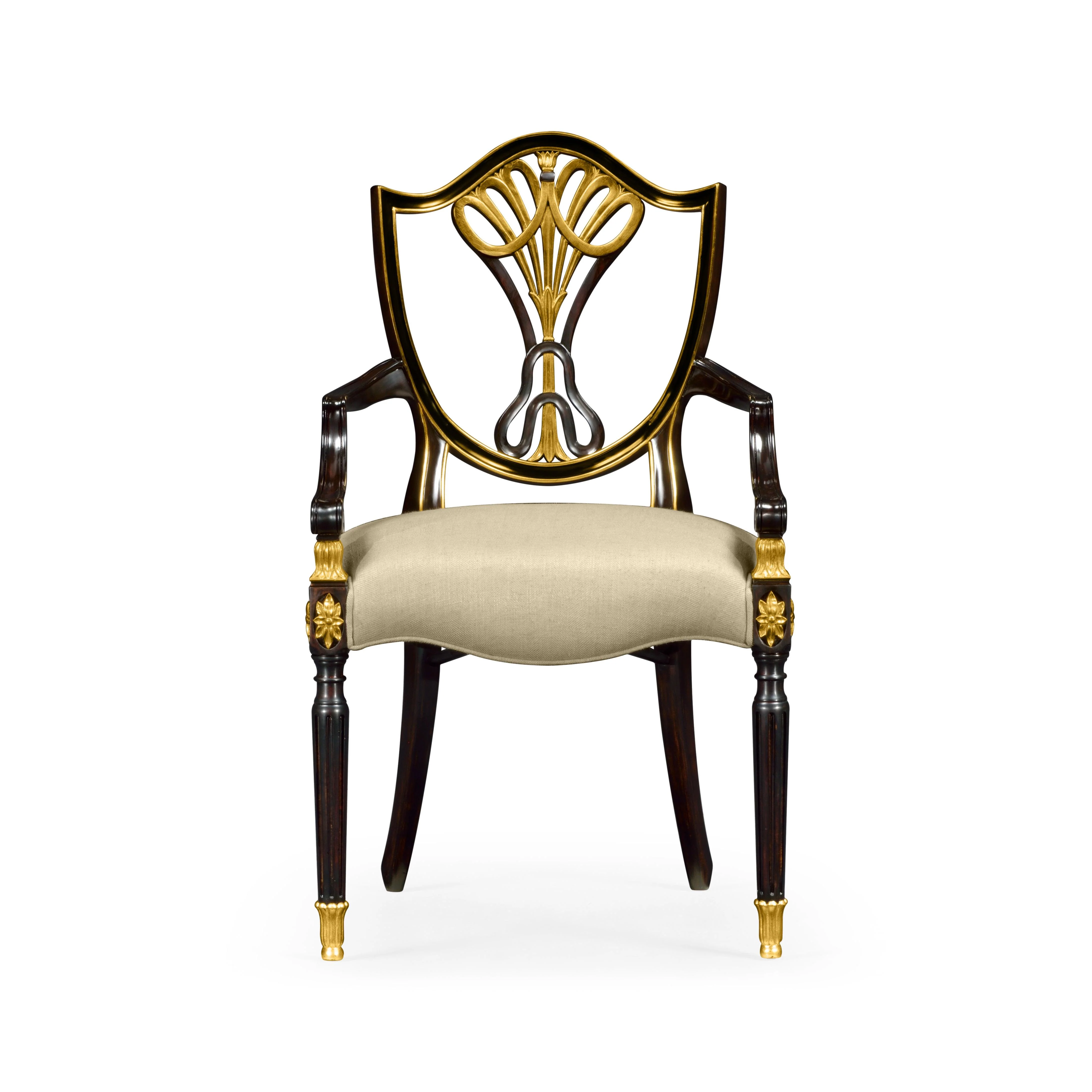 Country Farmhouse Painted Sheraton Shield Back Arm Chair - Set of 2 - Frankwebs