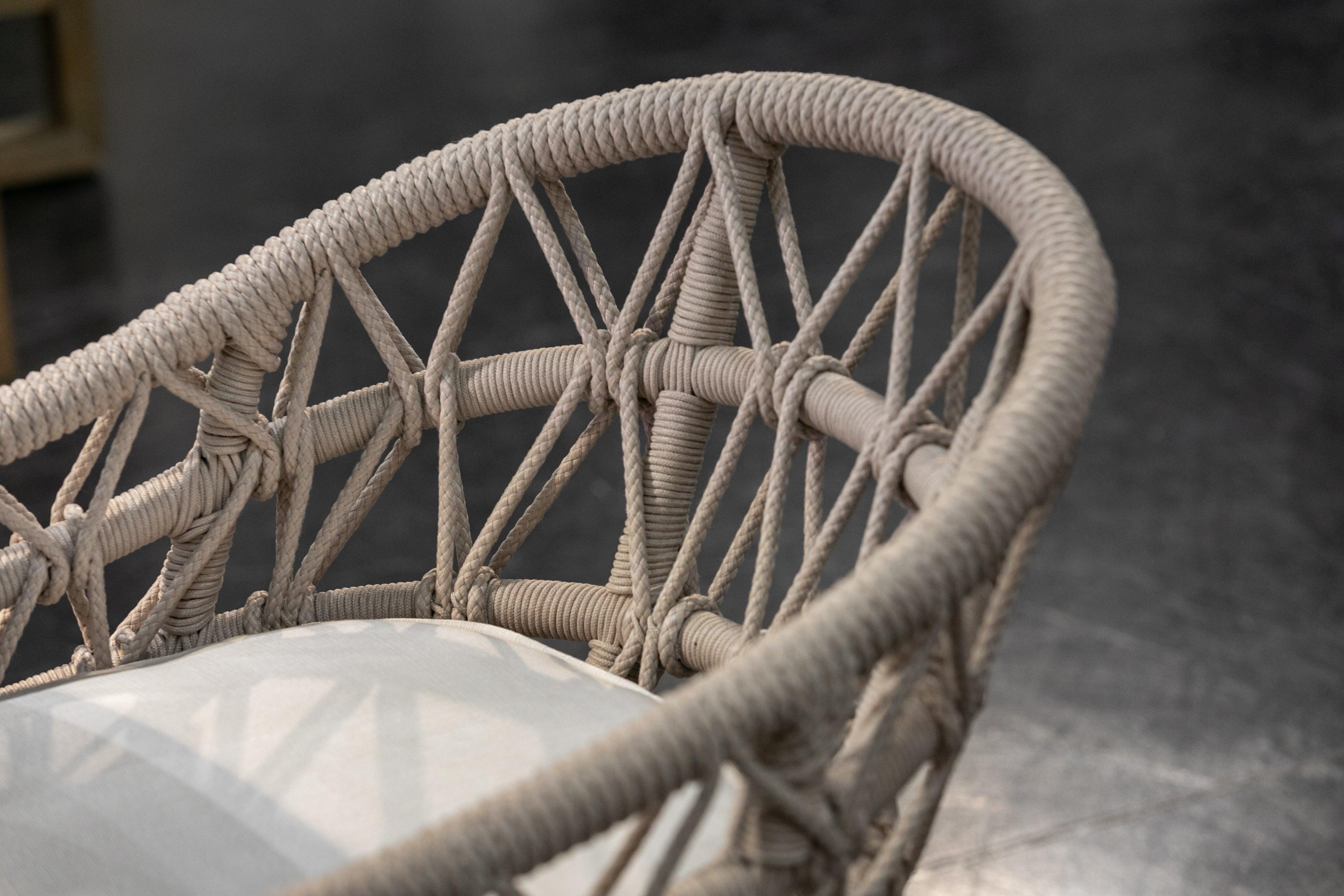 Dana Rope Dining Chair in Linen Canvas w/ Self Welt - Frankwebs