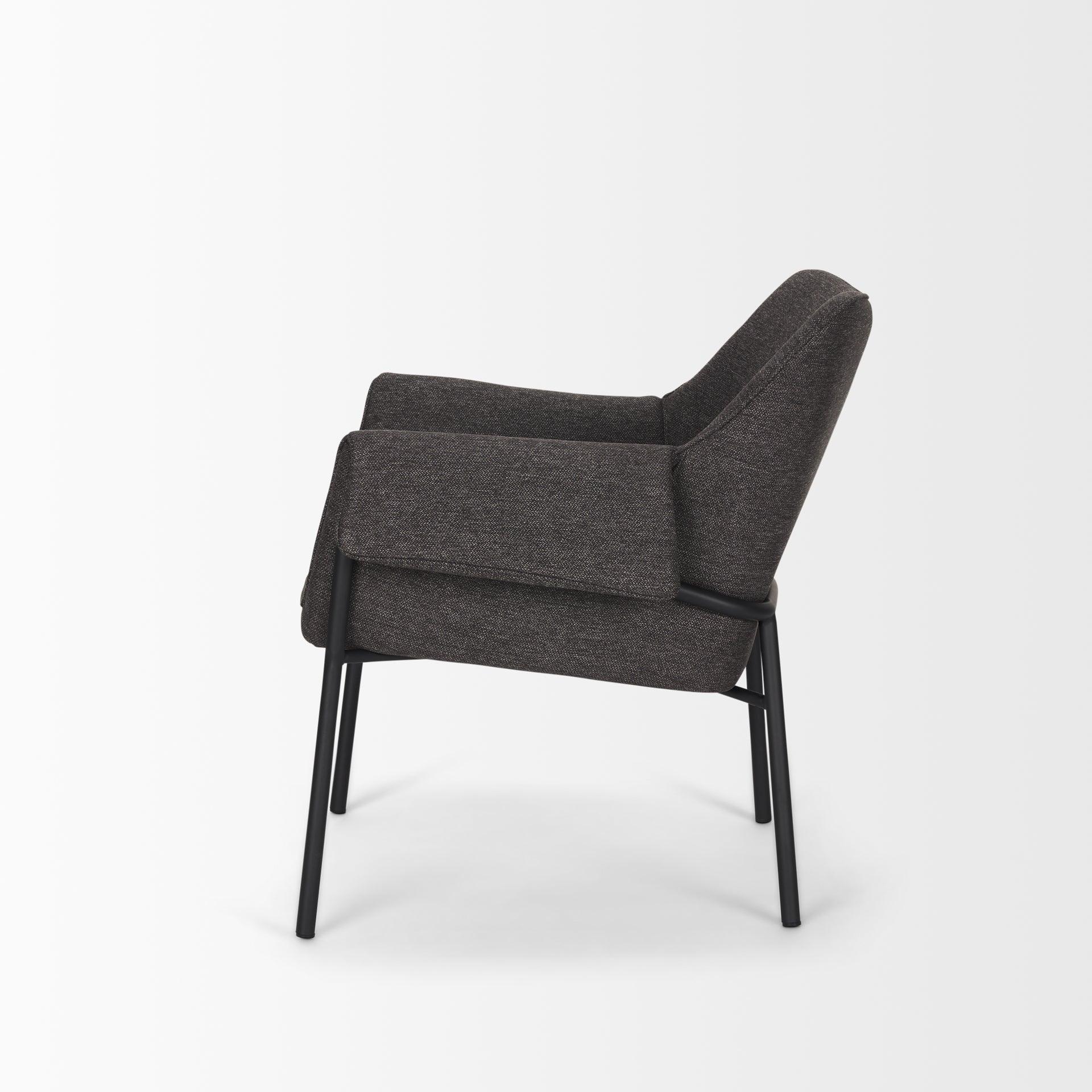 Brently Accent Chair w/ Gray Fabric & Matte Black Metal Legs - Frankwebs