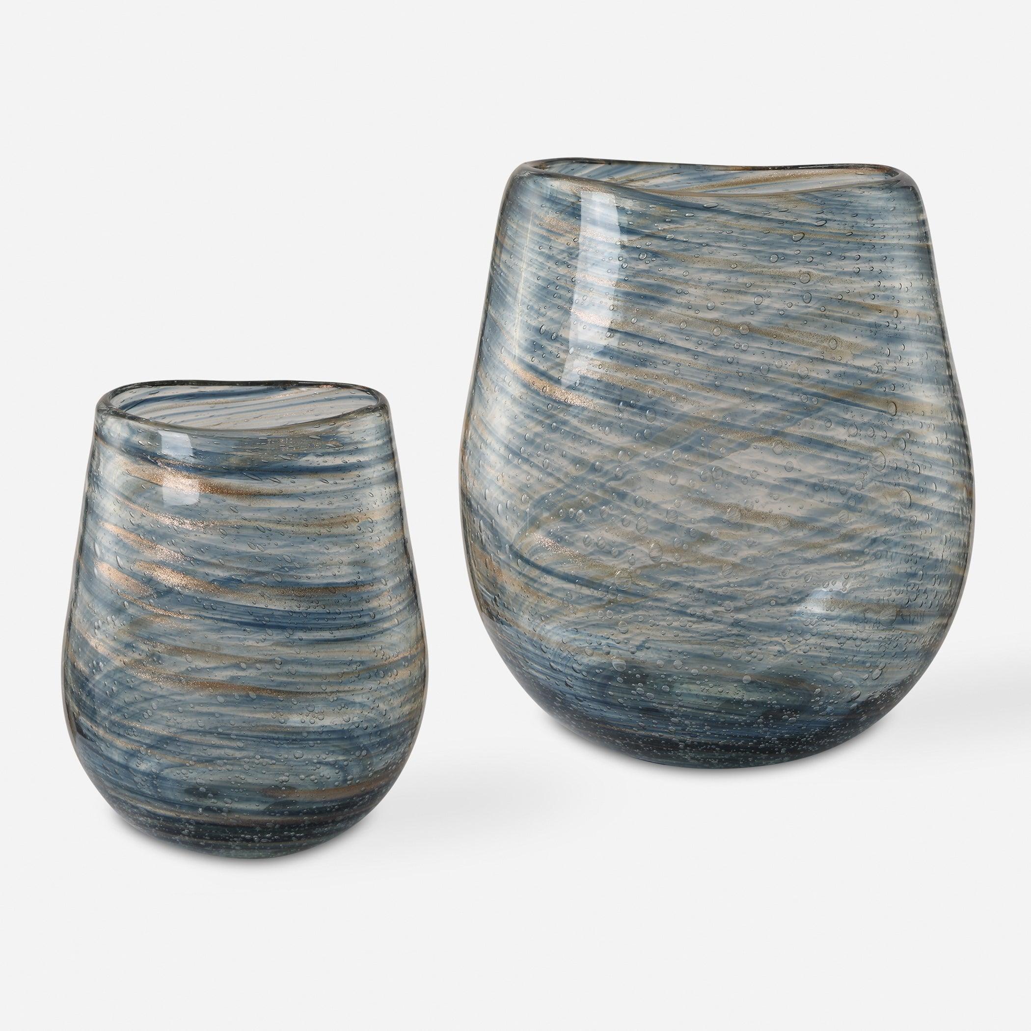 Aurora Swirl Glass Vases, S/2 - Frankwebs