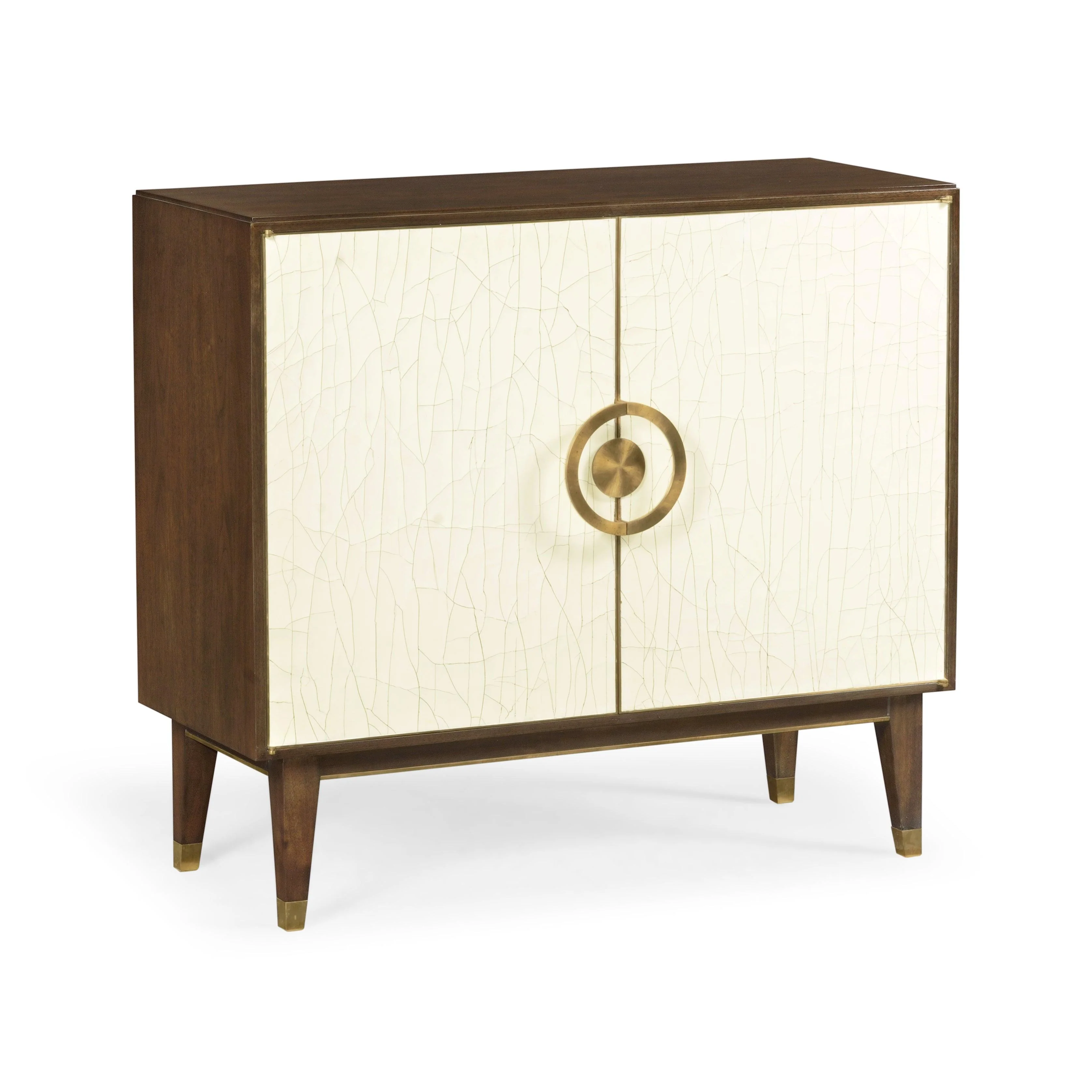 Eclectic Walnut and Crackle Lacquered Accent Cabinet - Frankwebs