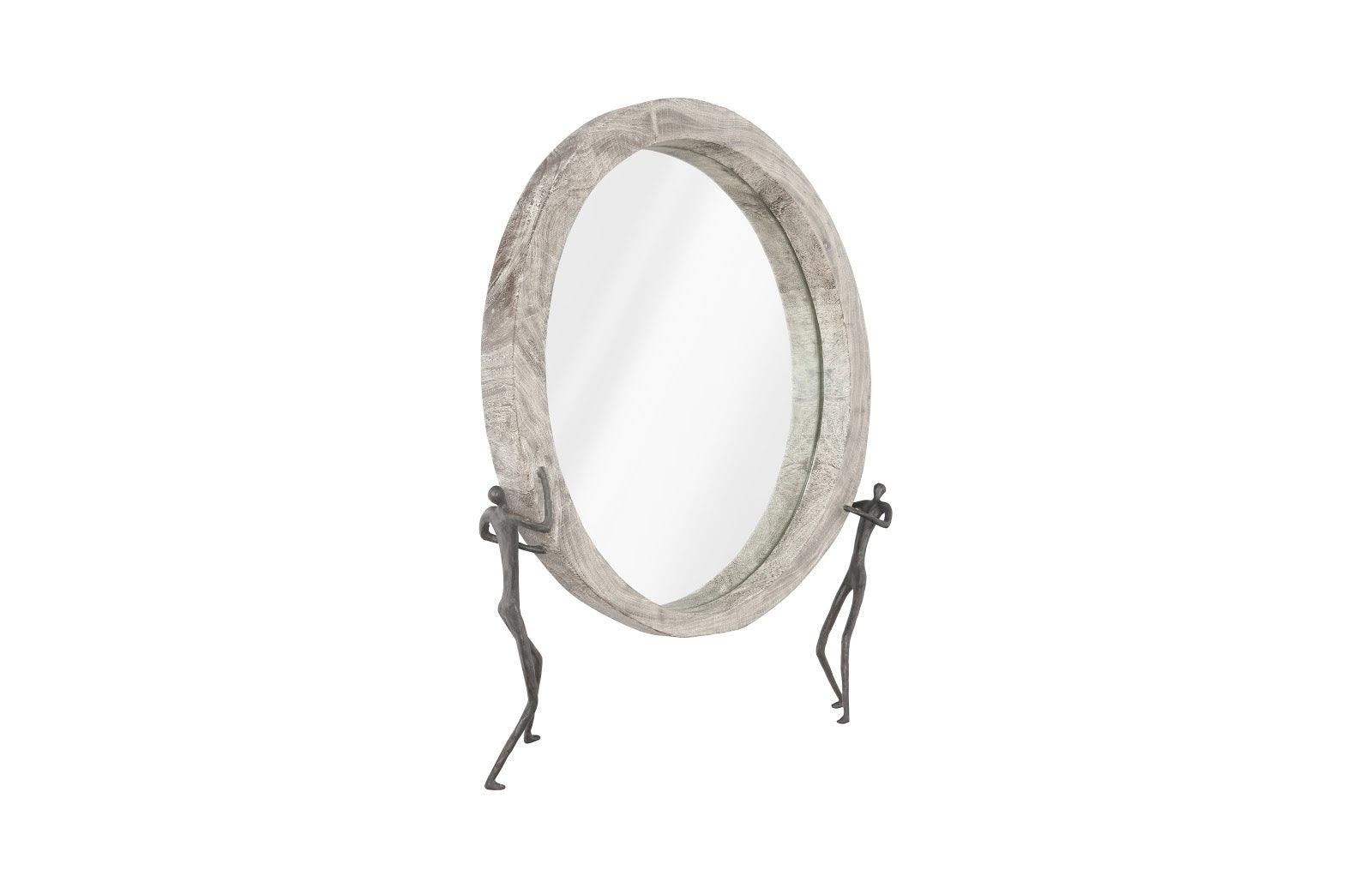 Atlas Mirror, Chamcha Wood, Gray Stone Finish, Metal - Frankwebs