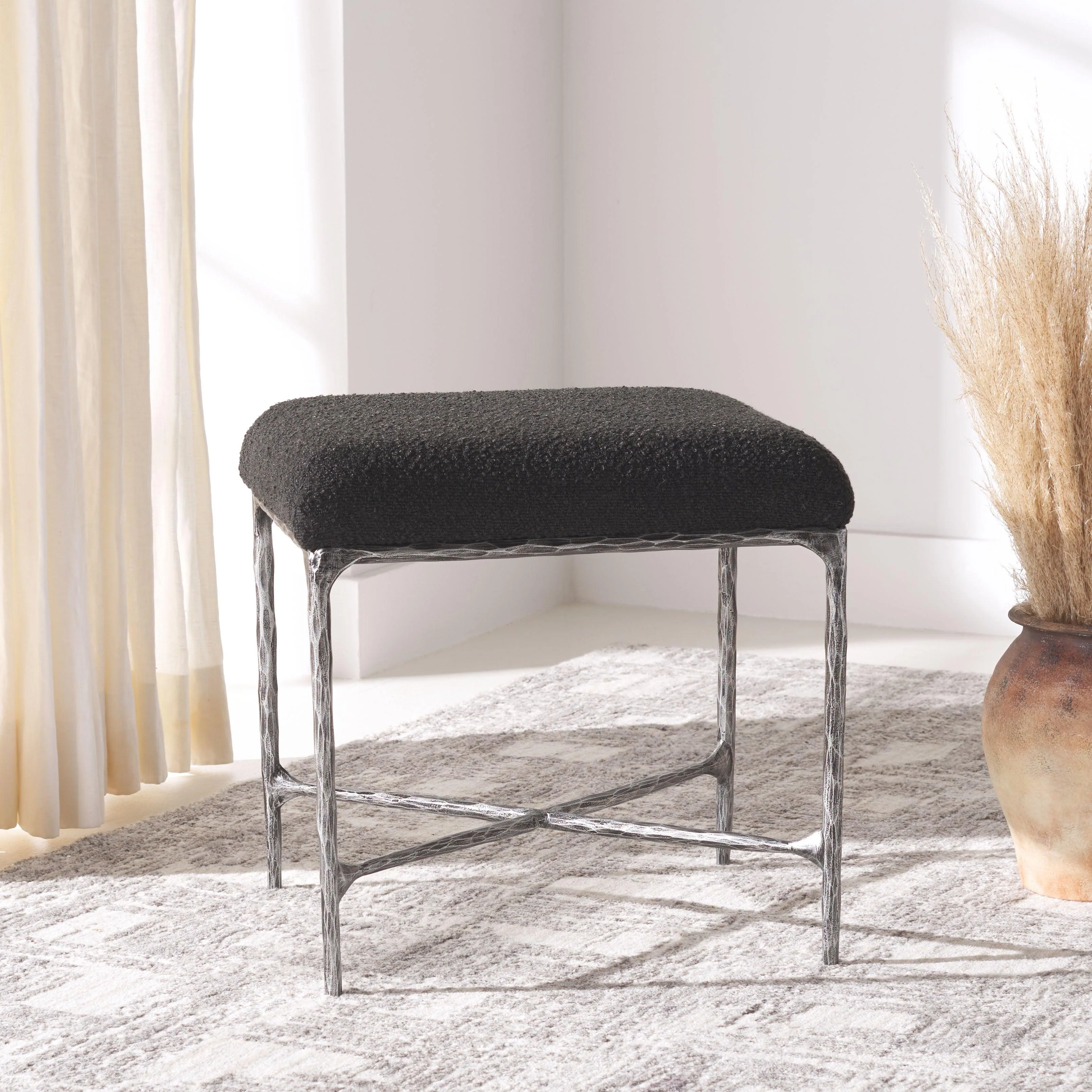 MANDY BOUCLE AND METAL OTTOMAN - Frankwebs