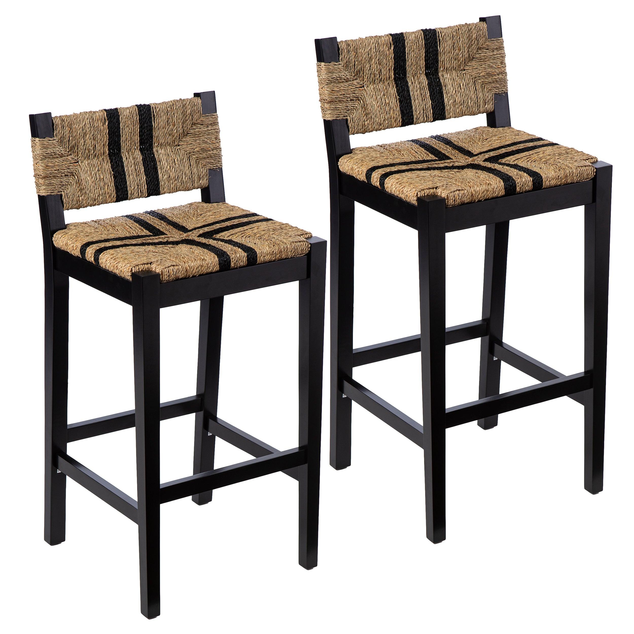 Gallacano Seagrass Barstools – 2pc Set - Frankwebs