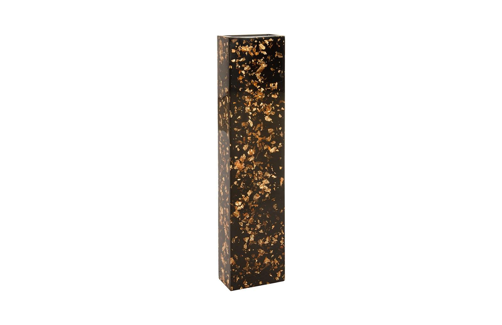 Captured Gold Flake Vase, Black, LG - Frankwebs