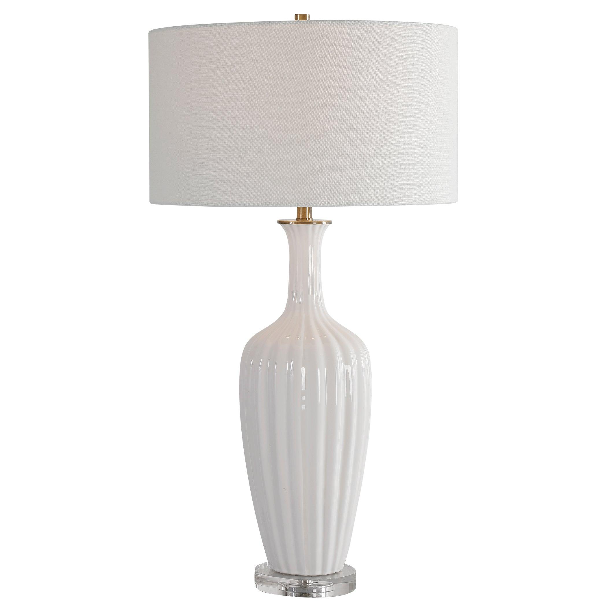 STRAUSS WHITE CERAMIC TABLE LAMP - Frankwebs