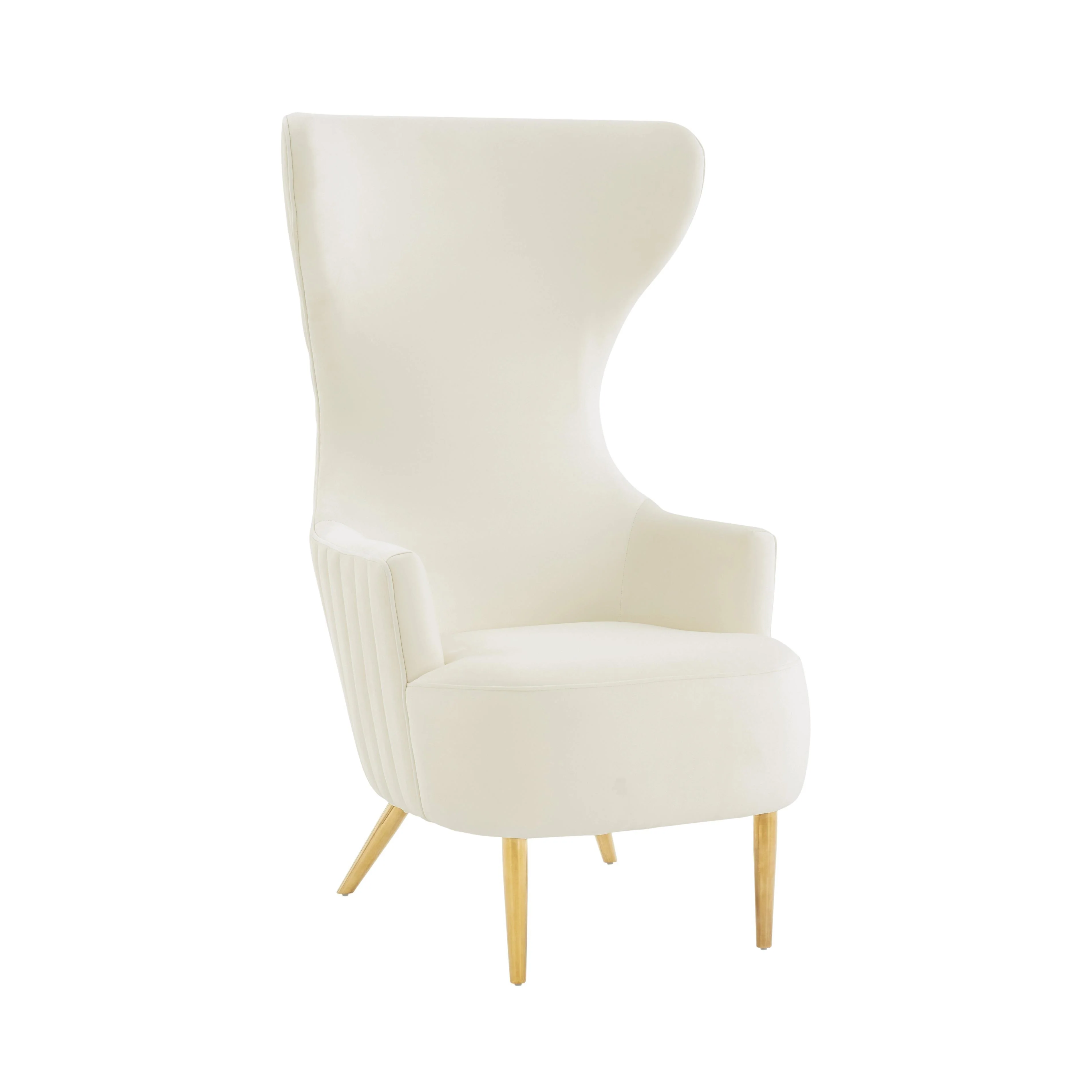 Julia Cream Velvet Channel Tufted Wingback Chair - Frankwebs