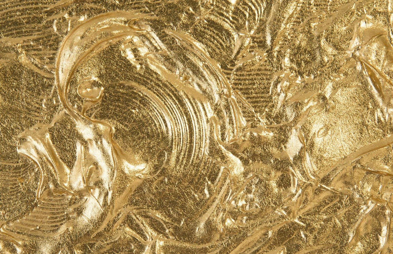 Wisp Wall Tile, Chamcha Wood, Gold Leaf on White - Frankwebs