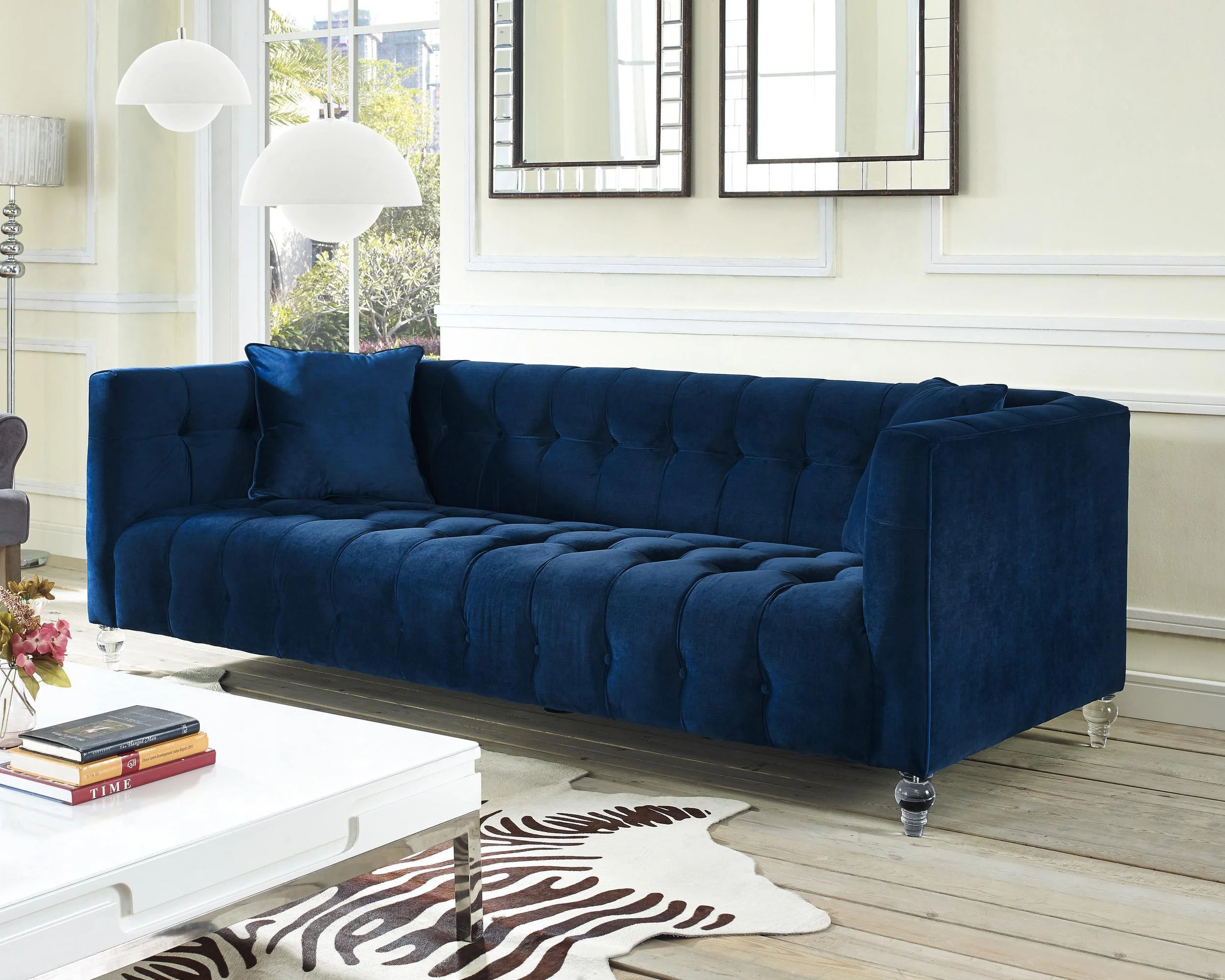 Bea Navy Velvet Sofa - Frankwebs