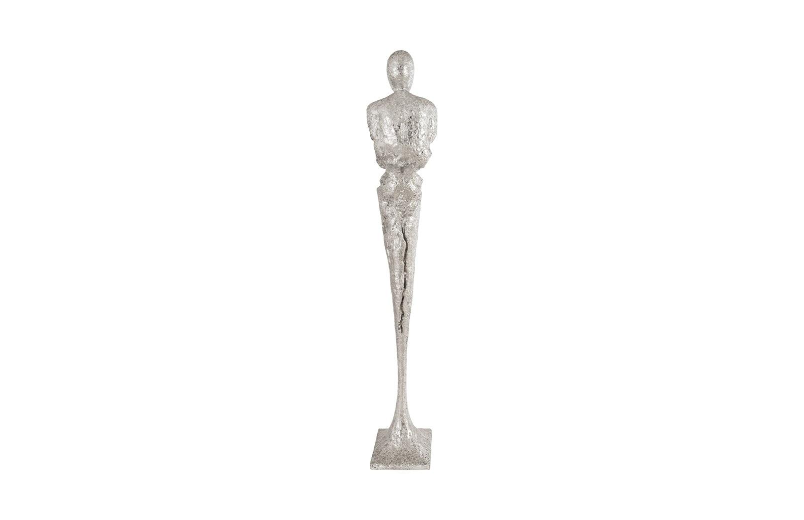 Tall Chiseled Male Sculpture, Resin, Silver Leaf - Frankwebs