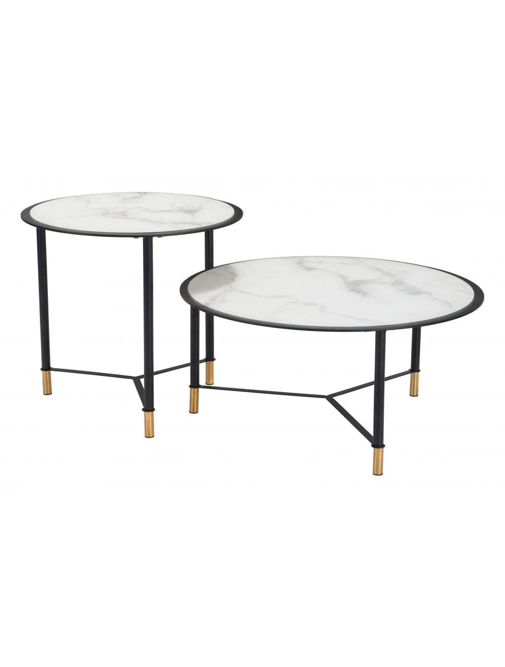 Set of 2 Davis Coffee Tables White & Black - Frankwebs