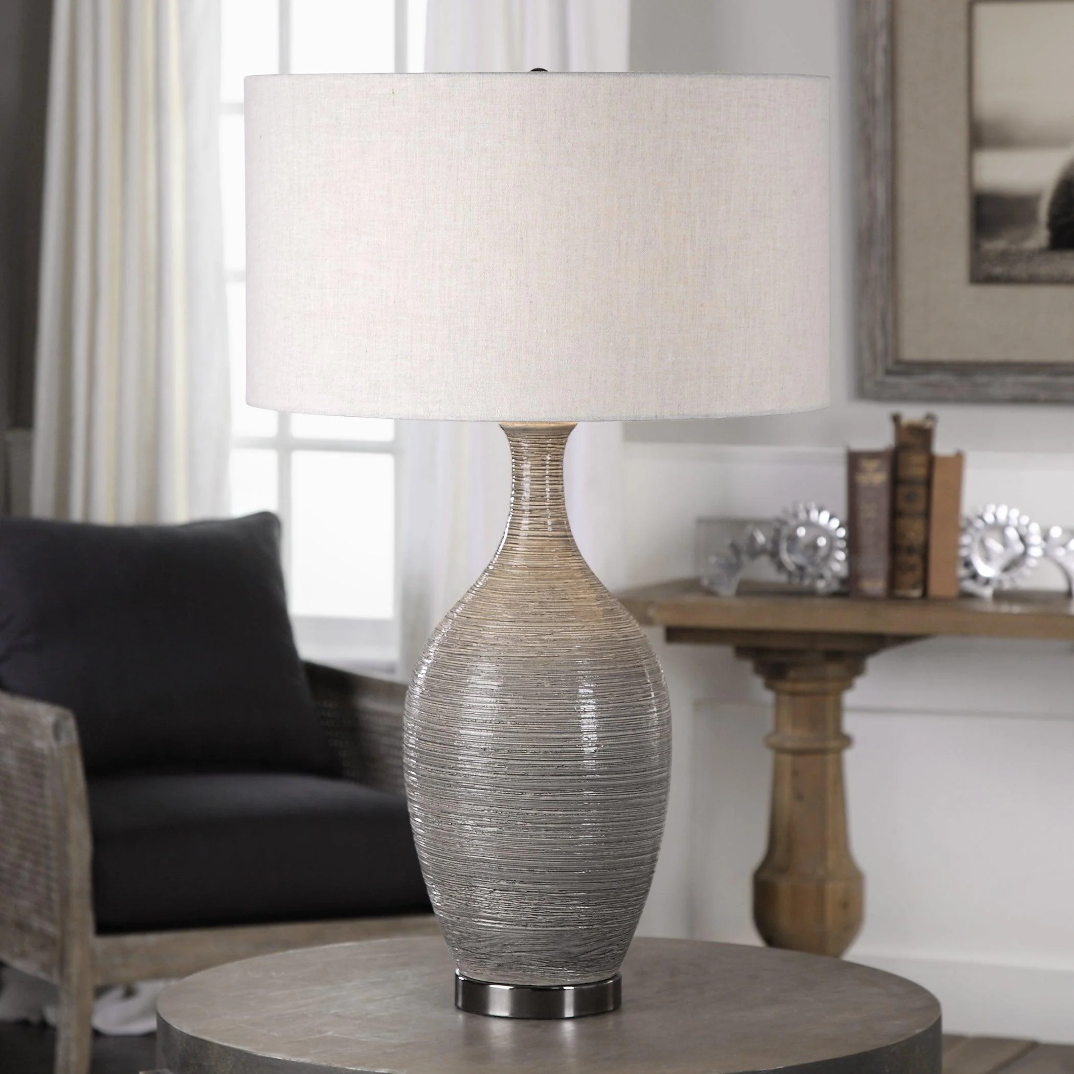 DINAH GRAY TEXTURED TABLE LAMP - Frankwebs