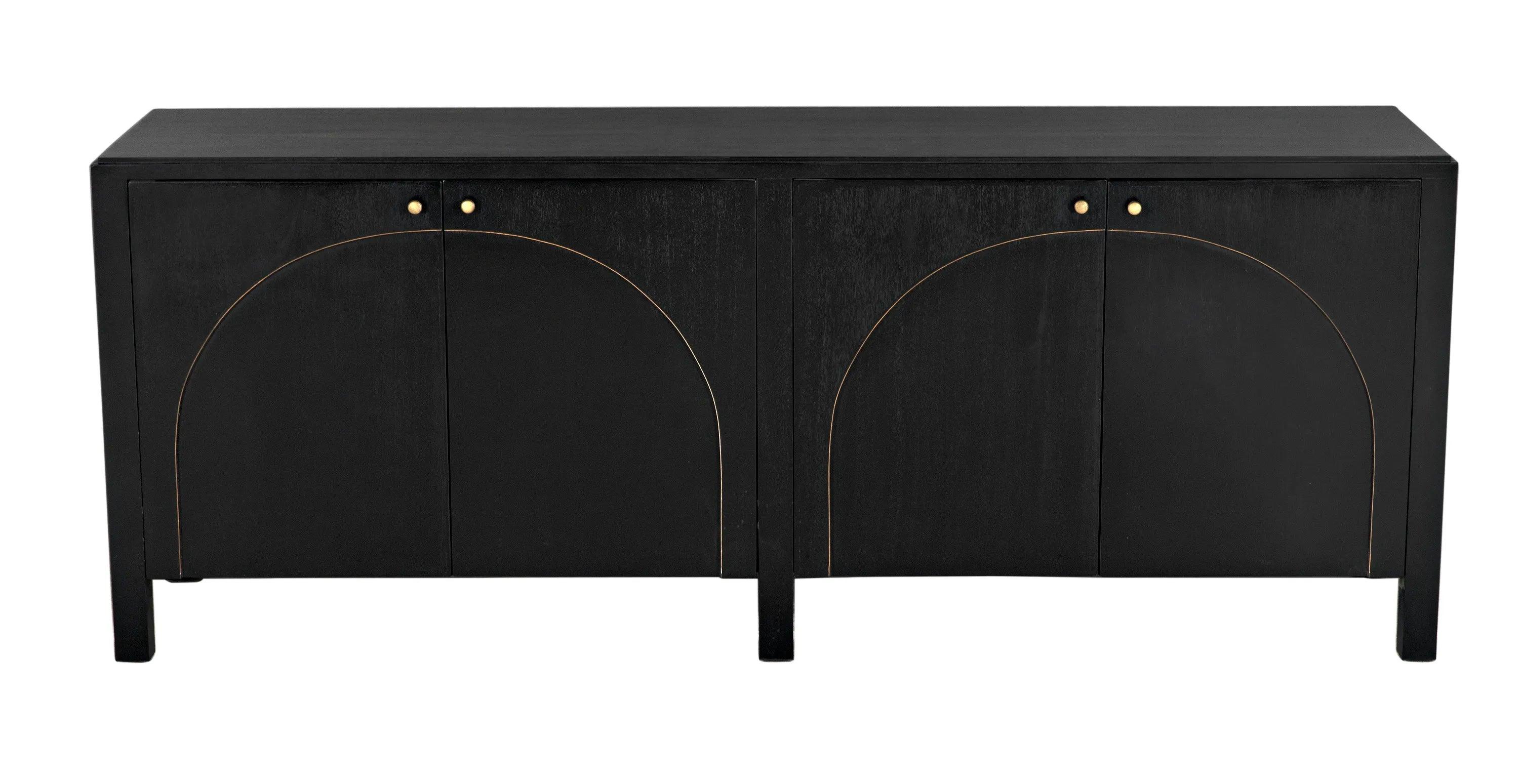 Weston Sideboard, Hand Rubbed Black with Light Brown Trim - Frankwebs