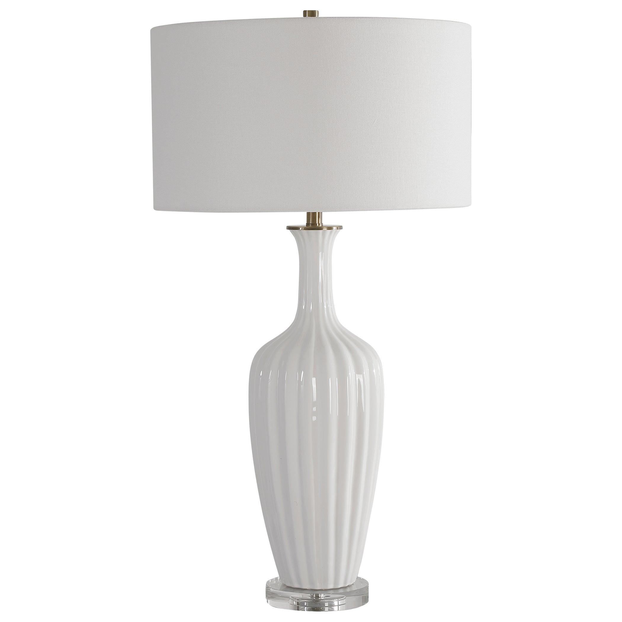 STRAUSS WHITE CERAMIC TABLE LAMP - Frankwebs
