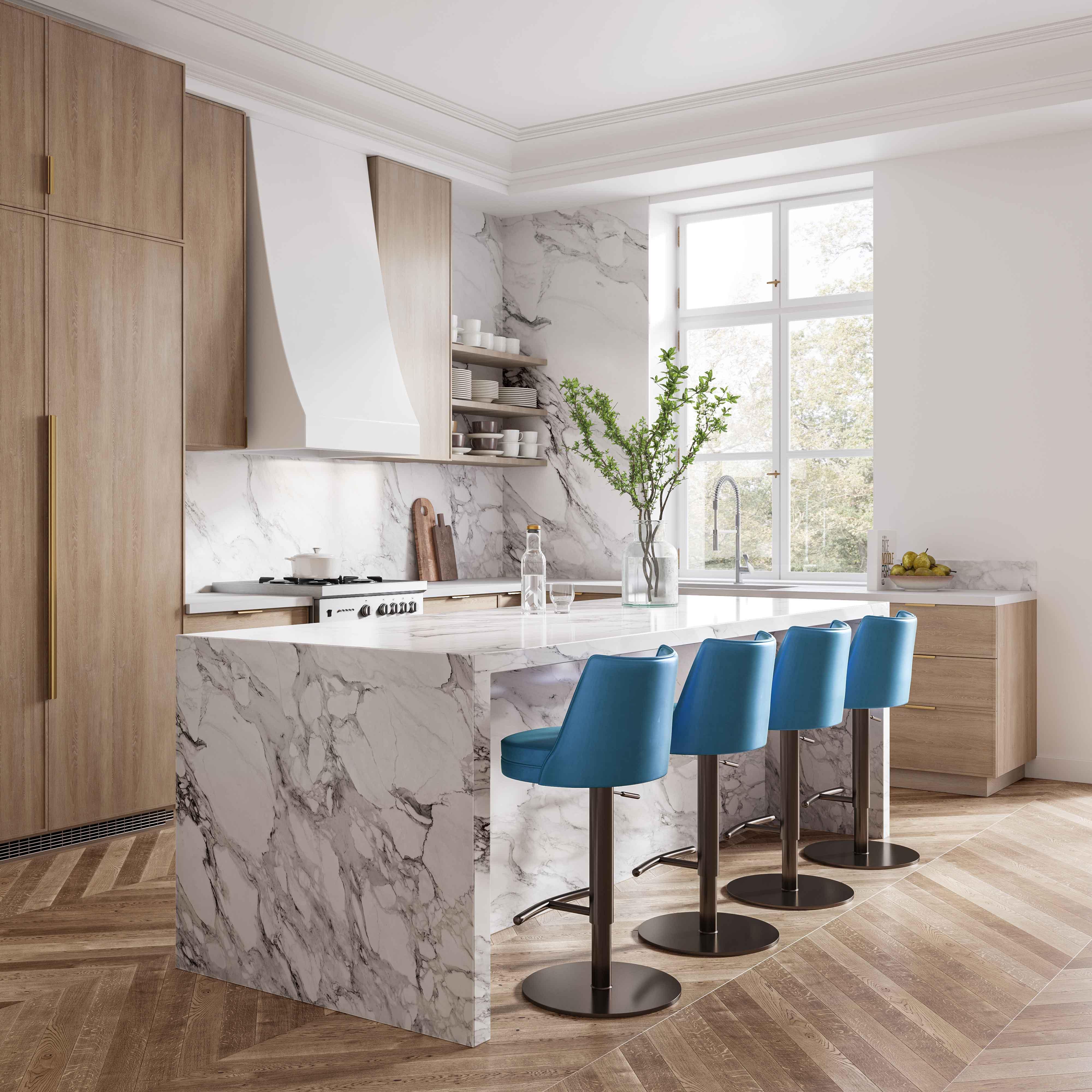 Gala Blue Vegan Leather on Adjustable Stool - Frankwebs