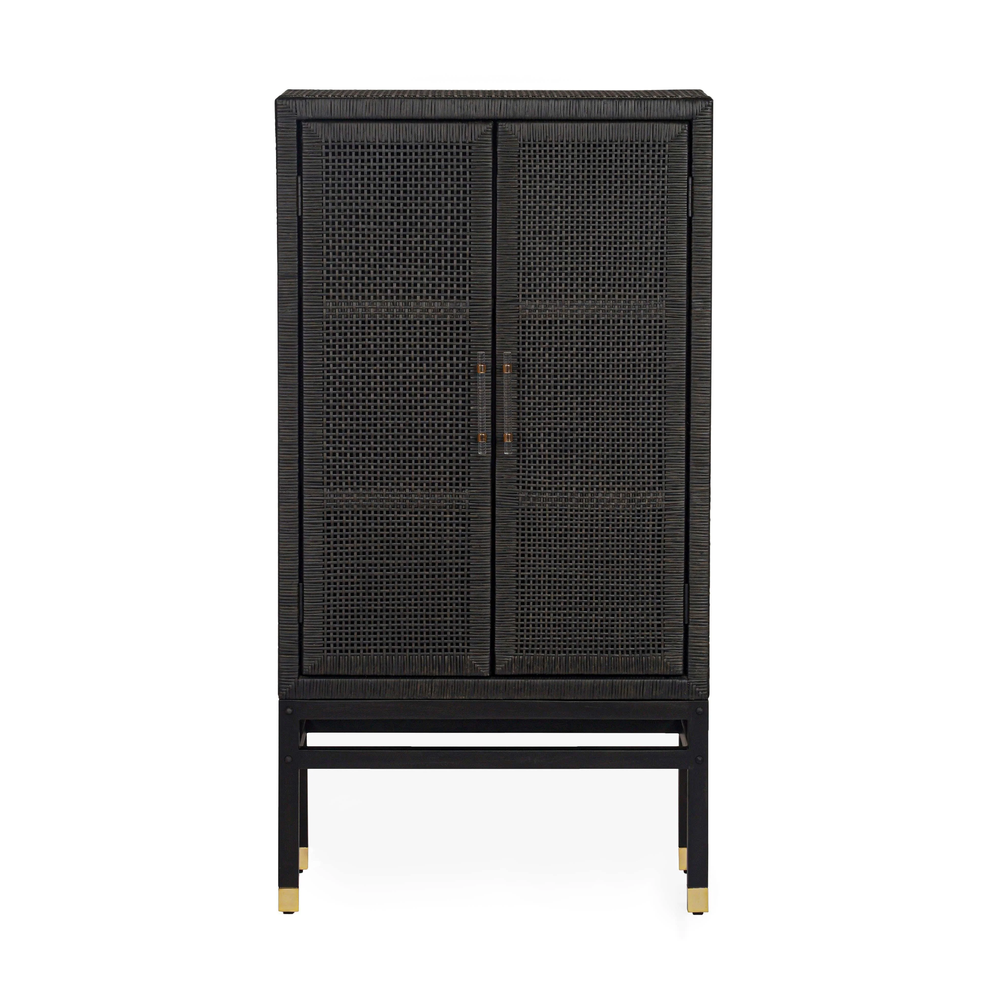 Amara Charcoal Woven Rattan Cabinet - Frankwebs