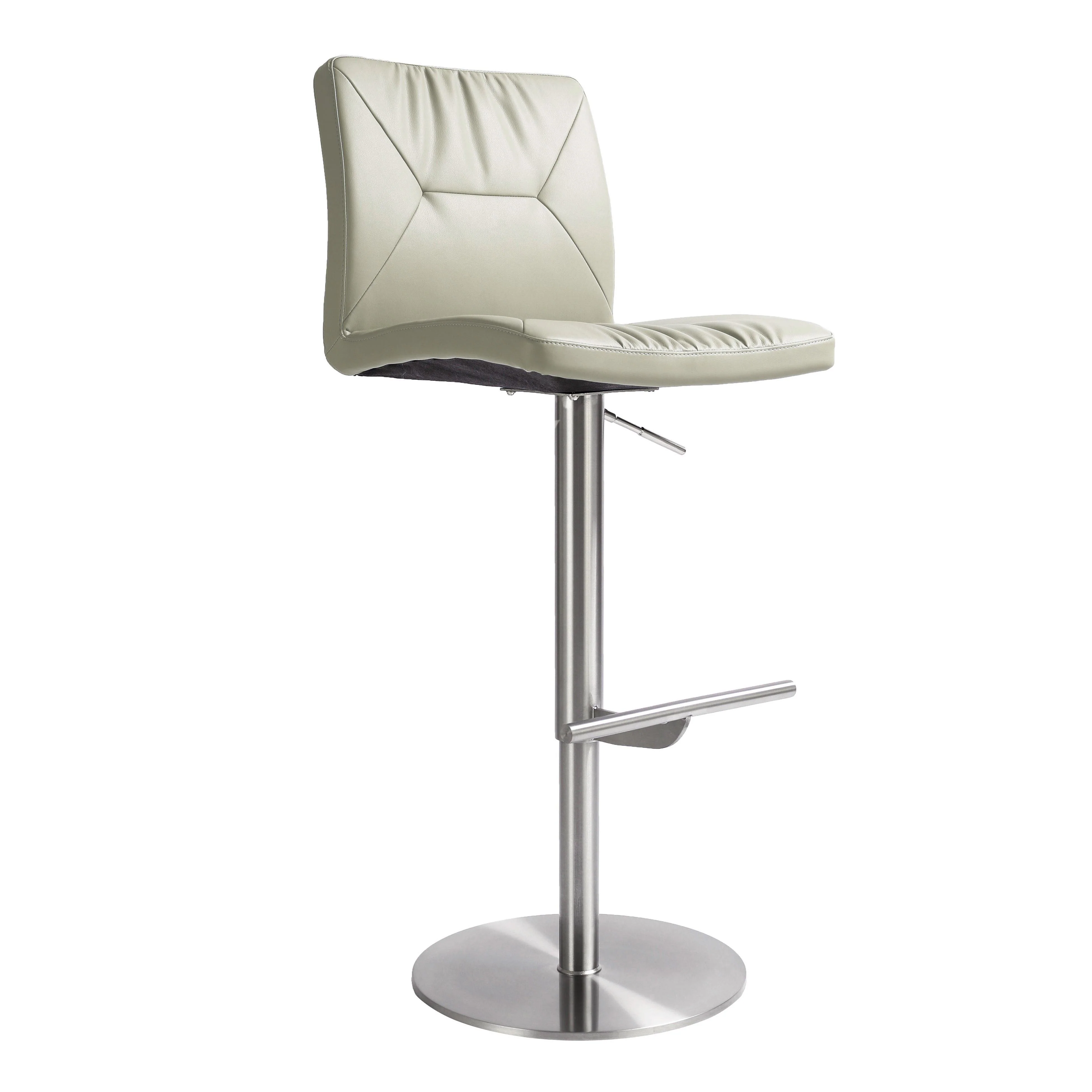 Paddy Light Grey Vegan Leather on Silver Adjustable Stool - Frankwebs