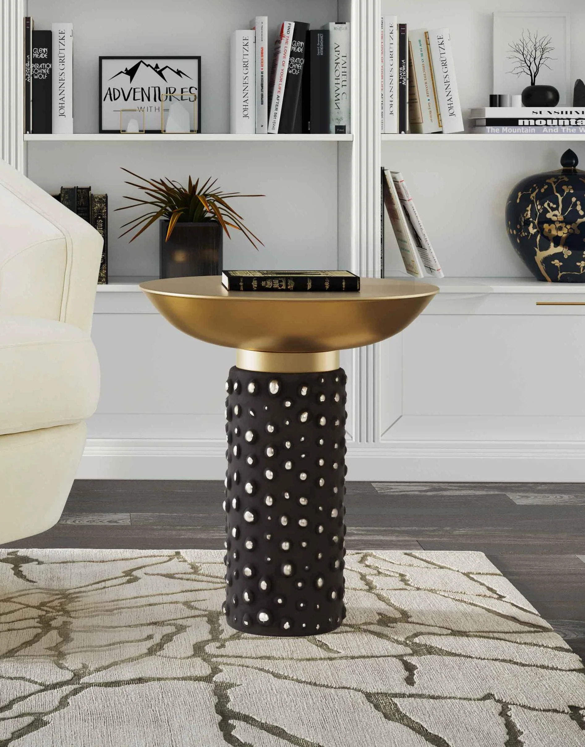 Blaze Glass/Brass Side Table - Frankwebs